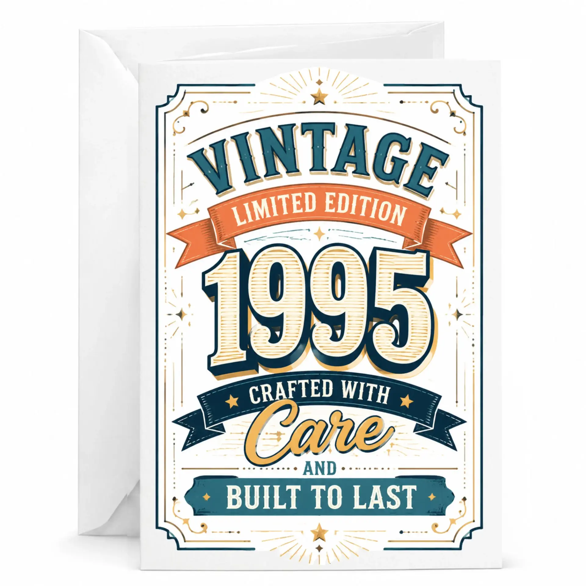Birthday Card Vintage 1995 Limited Edition Greeting Card for Milestone Year Celebration with Matching White Envelope