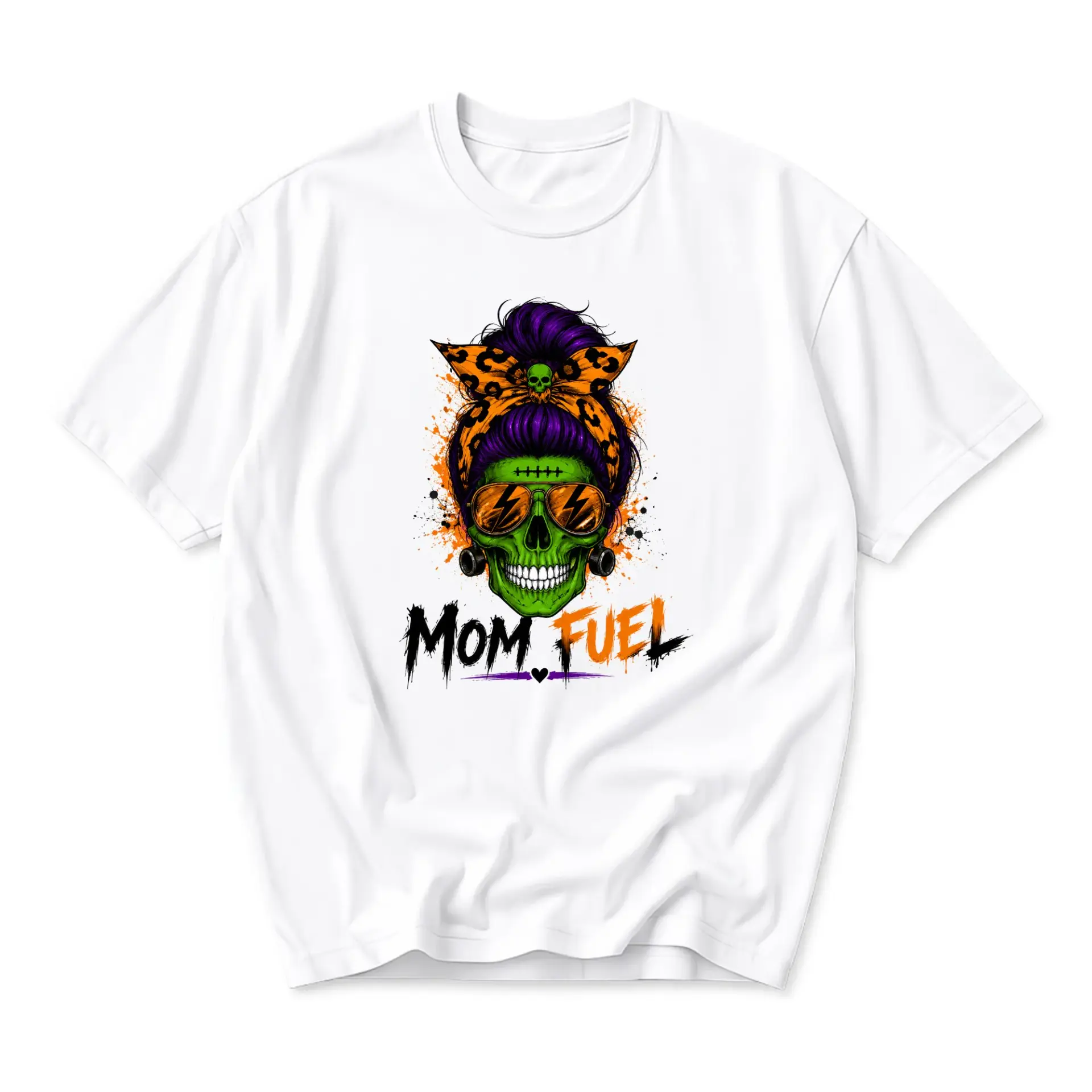 Funny Shirt Mom Fuel Graphic Tee Unisex Casual Crew Neck Comfortable Everyday Apparel for Women and Mothers White