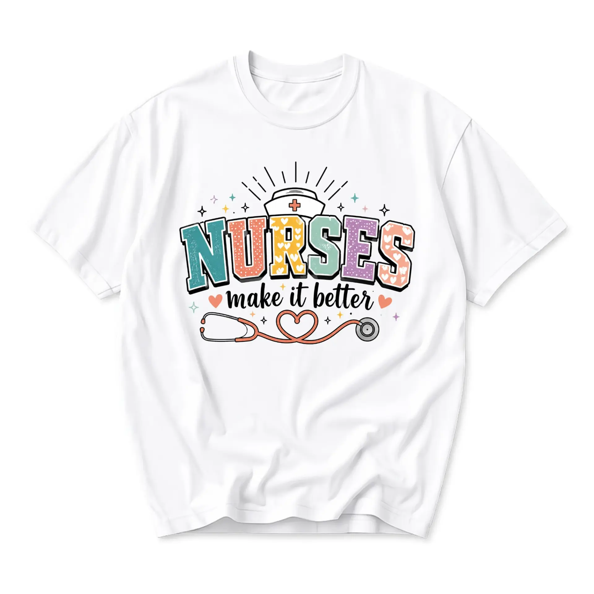 Graphic Tee Nurses Make It Better Shirt Retro Healthcare Professional Top Unisex Crew Neck Casual Cotton Blend T-Shirt