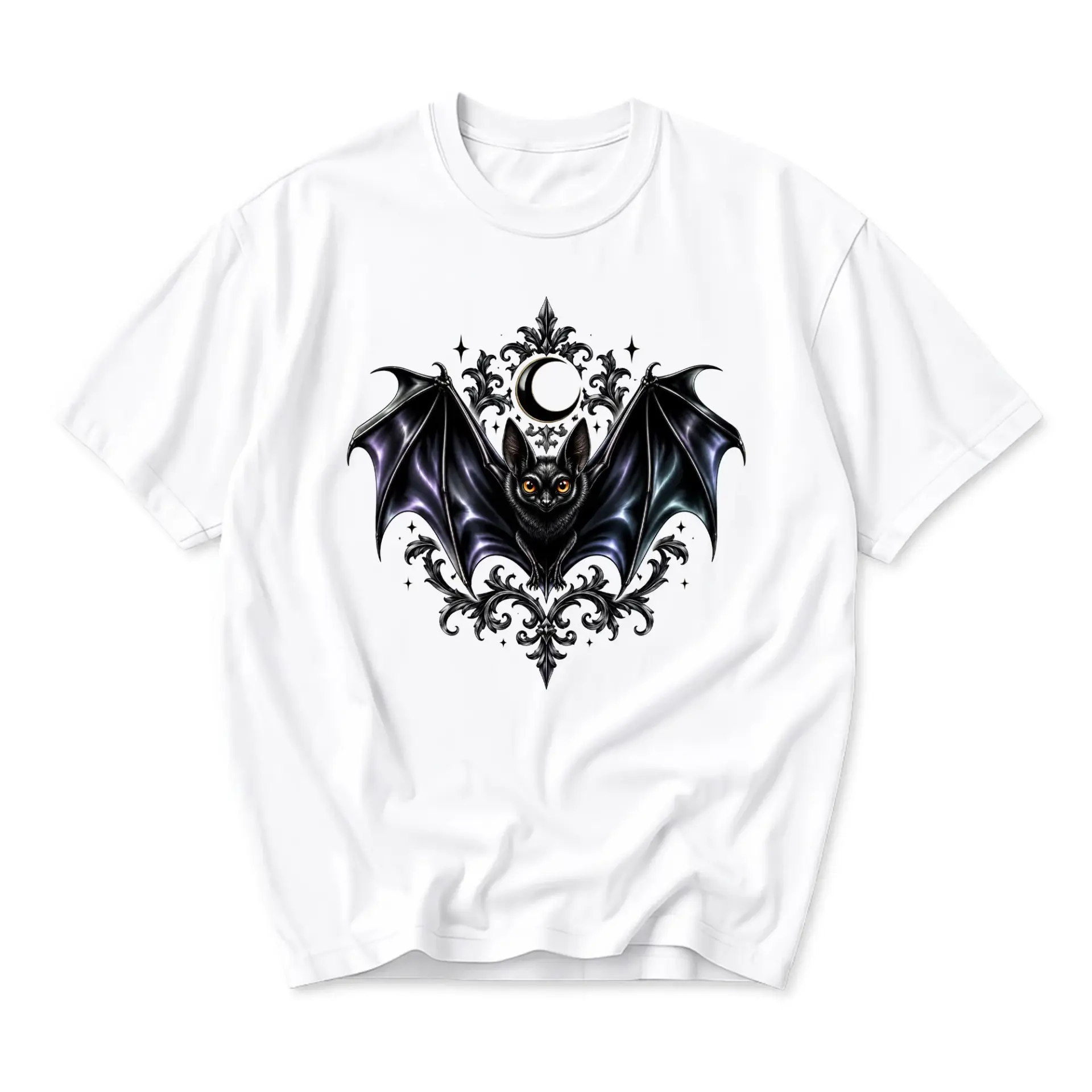 T-shirt Unisex Graphic Printed Bat Moon Ornamental Design Casual Comfortable Crew Neck Soft Everyday Cotton Tee