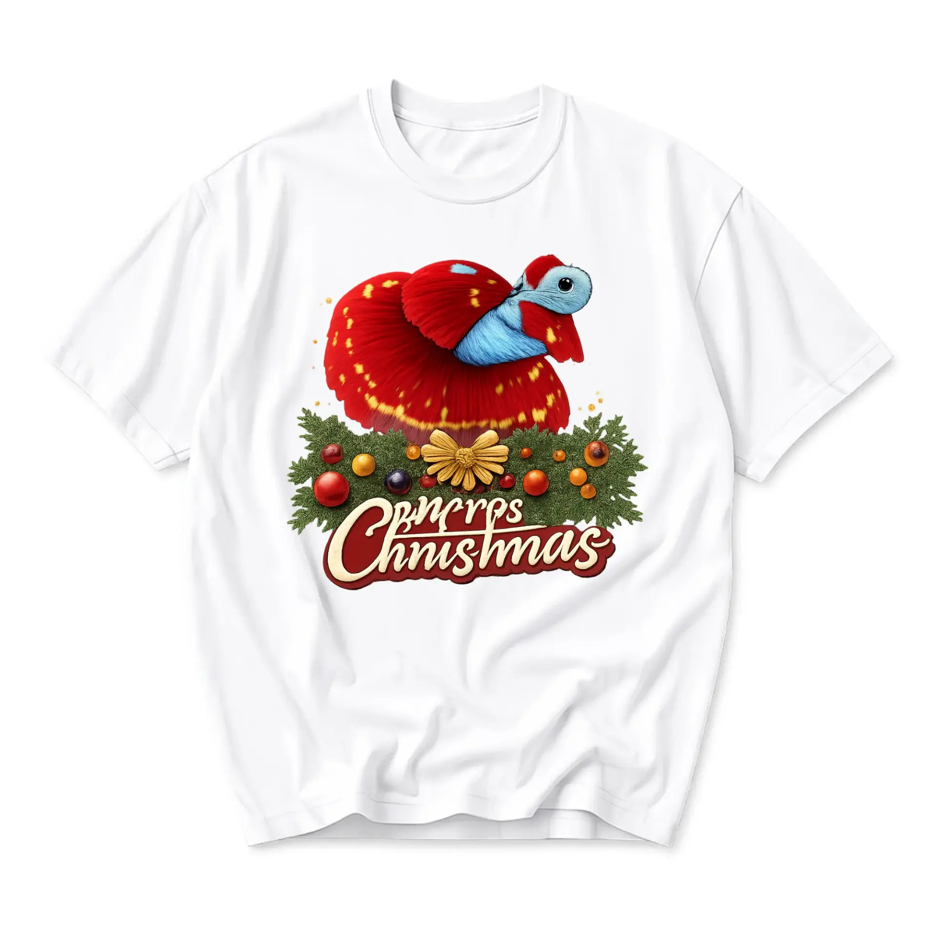 Funny Shirt Christmas Fish Graphic Tee Unisex Crew Neck Short Sleeve Casual