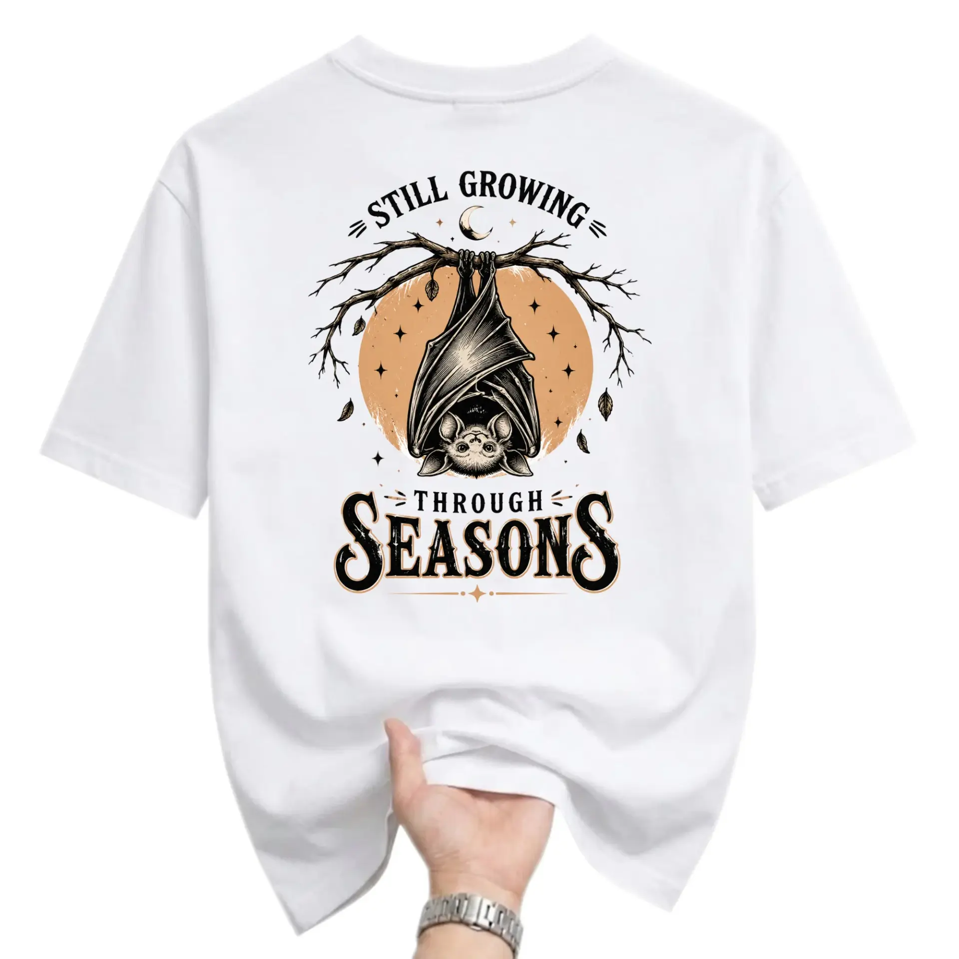 Graphic Tee Still Growing Through Seasons Bat Print Unisex Crew Neck Cotton Blend Casual Short Sleeve T-Shirt
