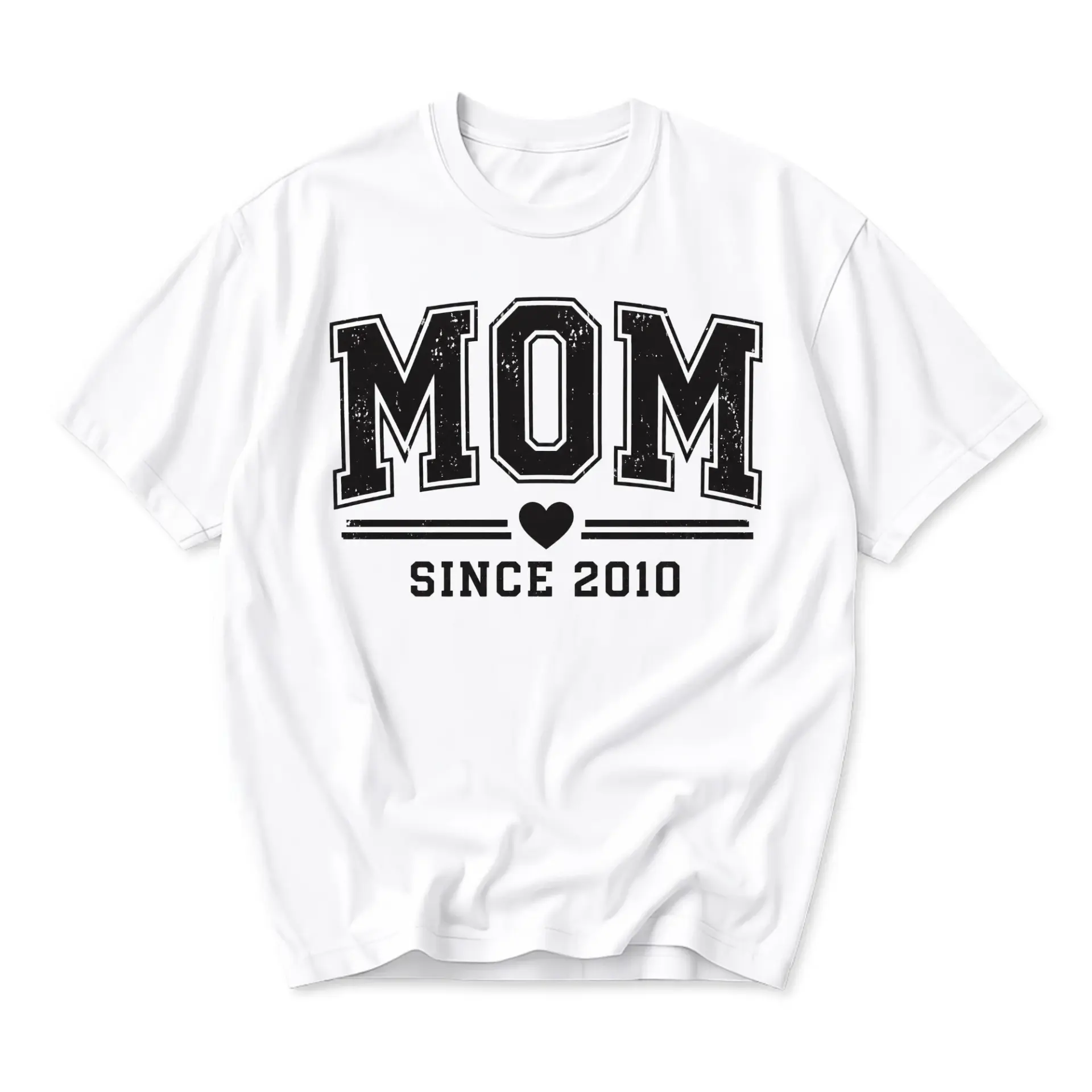 Graphic Tee Mom Since 2010 Printed Shirt Unisex Casual Crew Neck Top Comfortable Everyday Cotton Blend Apparel White
