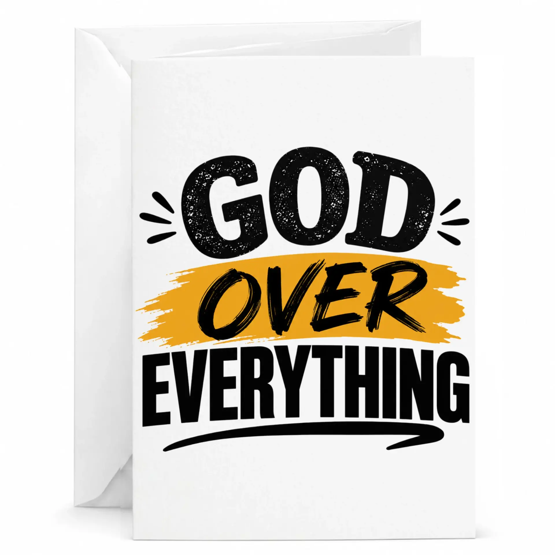 Greeting Card God over Everything Inspirational Quote with Envelope for Encouragement and Thoughtful Well Wishes