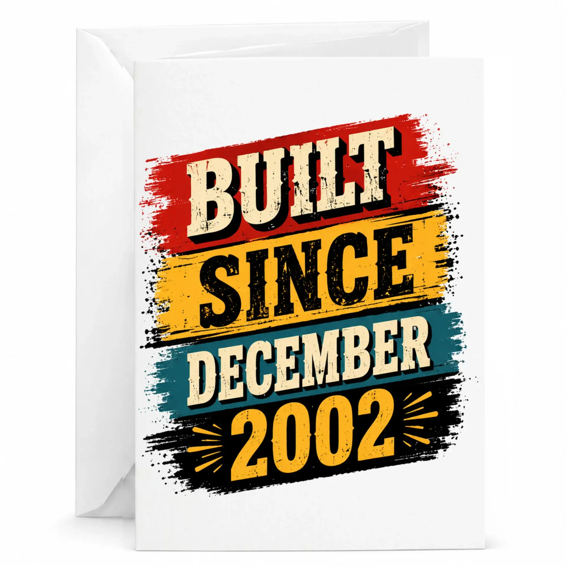 Greeting Card Built Since December 2002 Vintage Style Milestone Birthday Party Anniversary Celebration Keepsake
