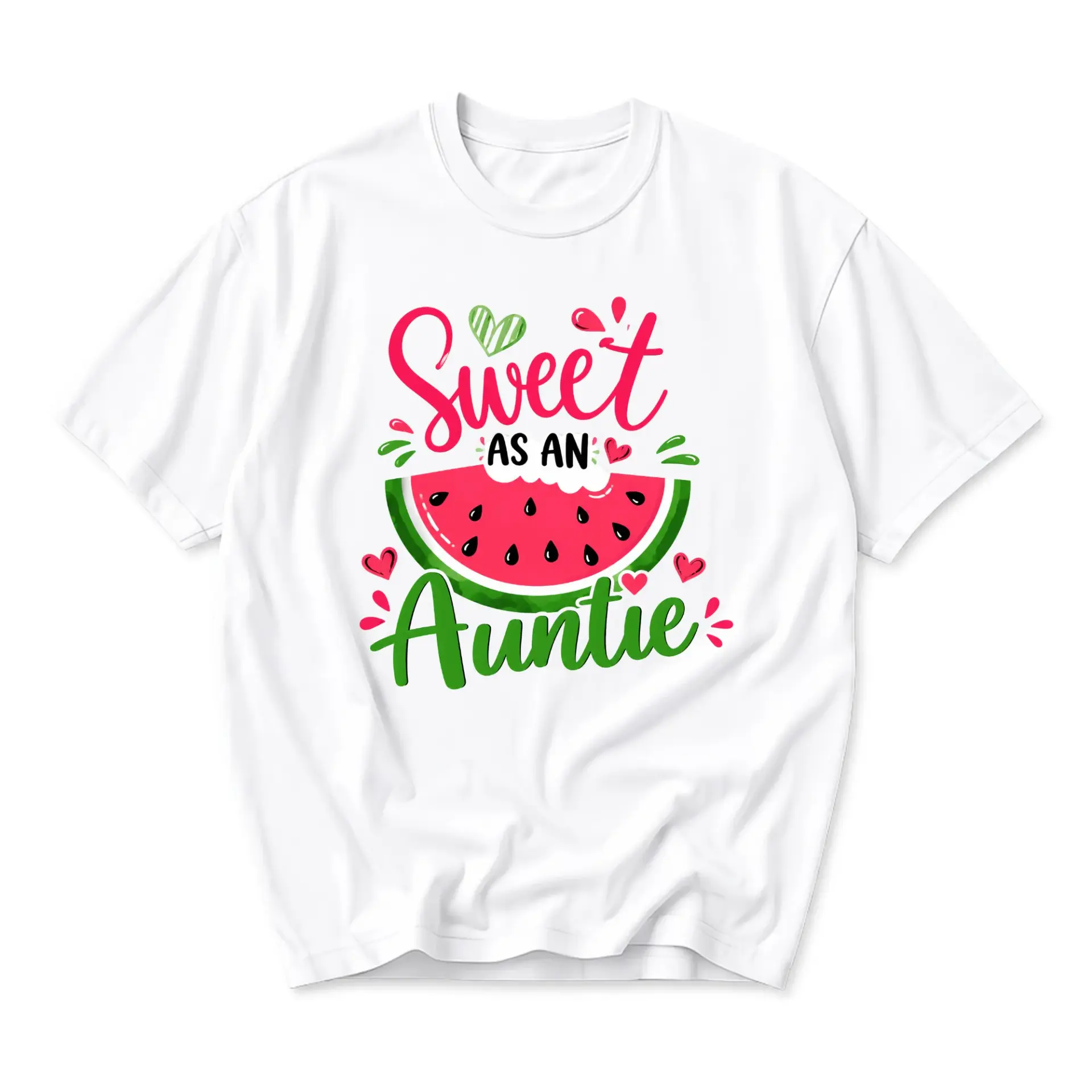 Graphic Tee Sweet as an Auntie Watermelon Fruit Print Unisex Cotton Crew Neck Short Sleeve Casual Everyday Funny Shirt