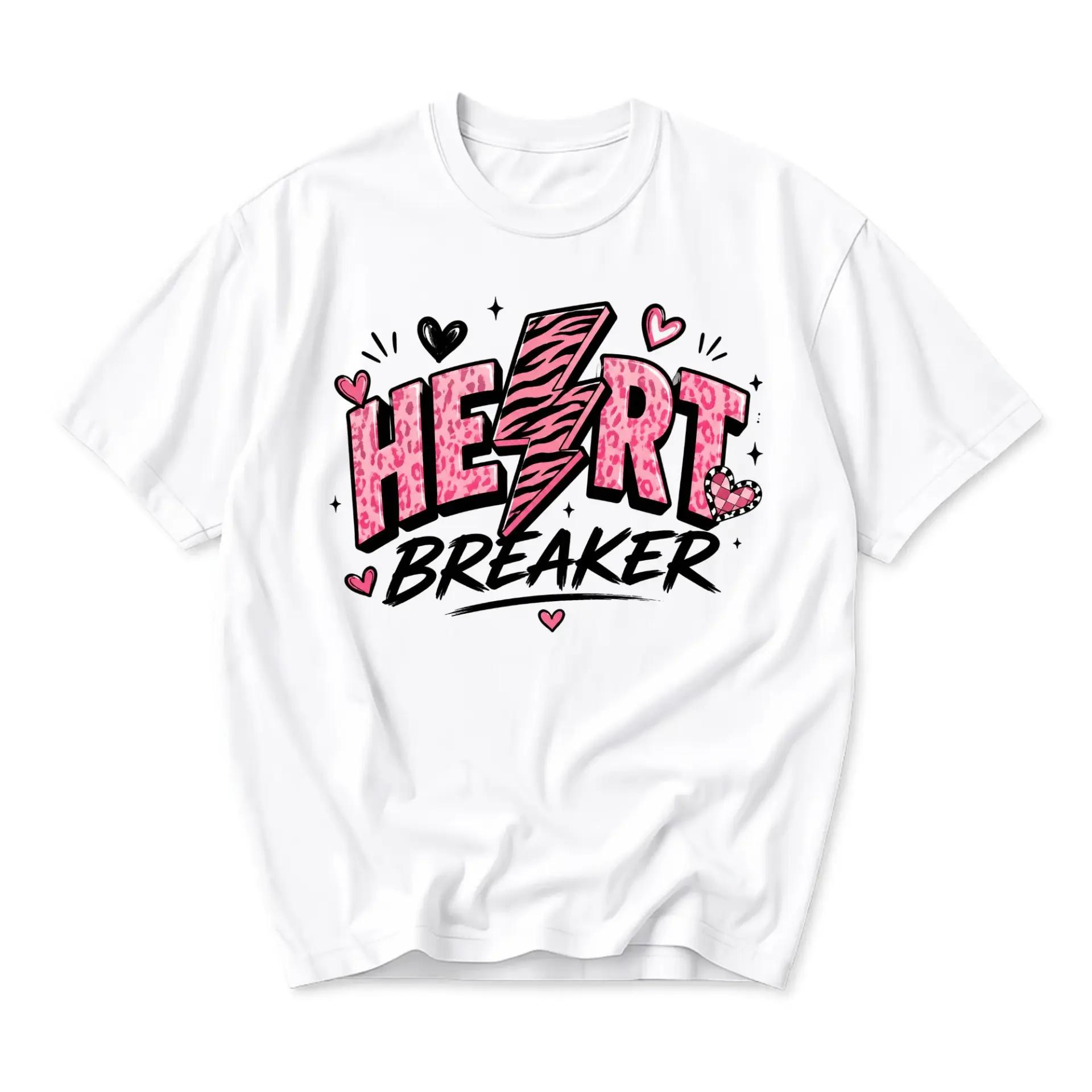 Graphic Tee Heart Breaker Lightning Bolt Design Unisex Crew Neck Short Sleeve Casual Cotton Blend Fashion Shirt