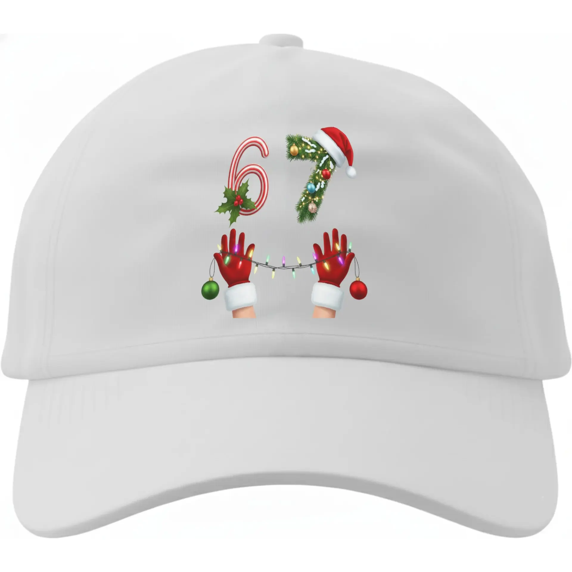 Baseball Cap Holiday Themed Graphic Accessory Featuring Festive Number Sixty Seven Design for Seasonal Casual Wear