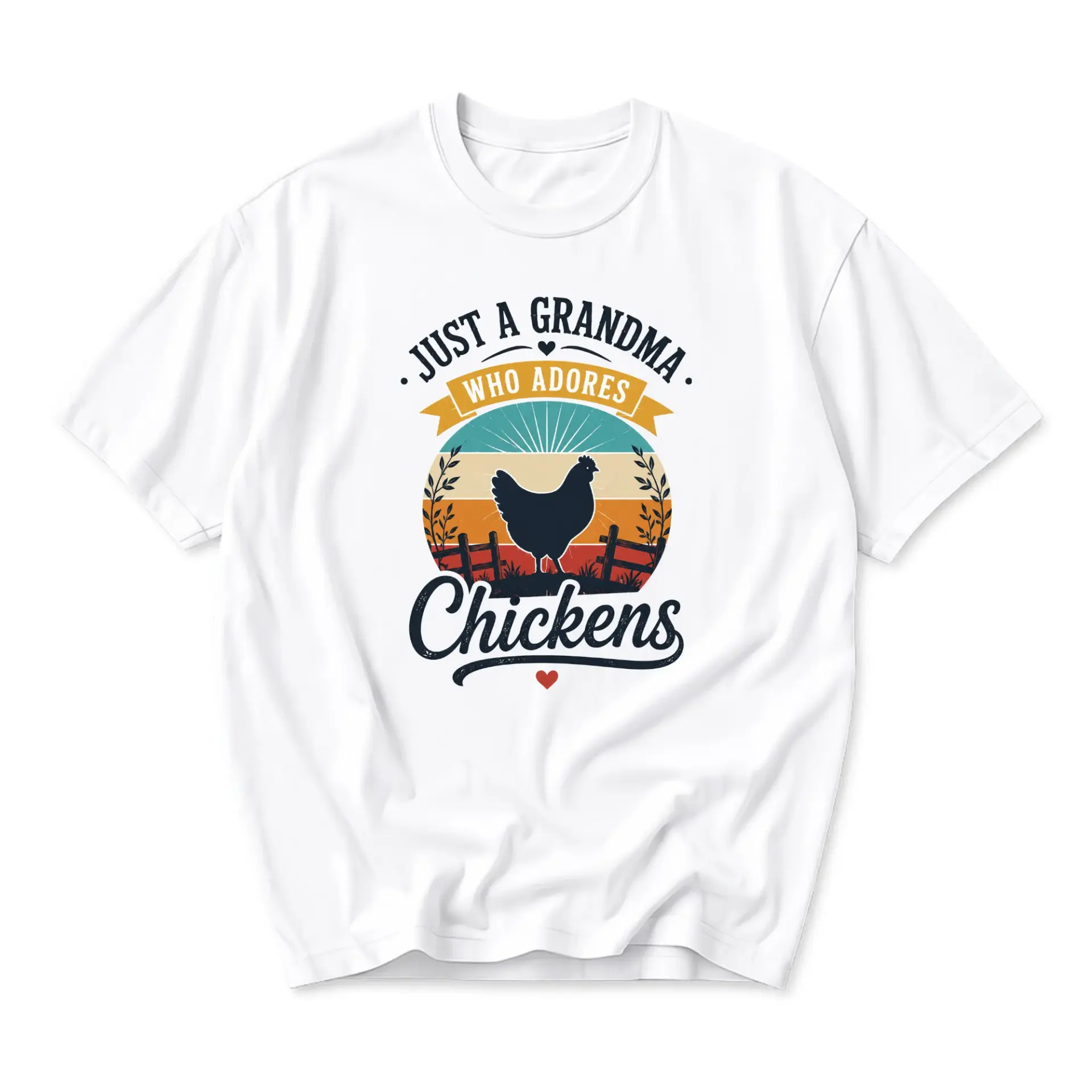Funny Shirt Just a Grandma Who Adores Chickens Graphic Tee Casual Retro