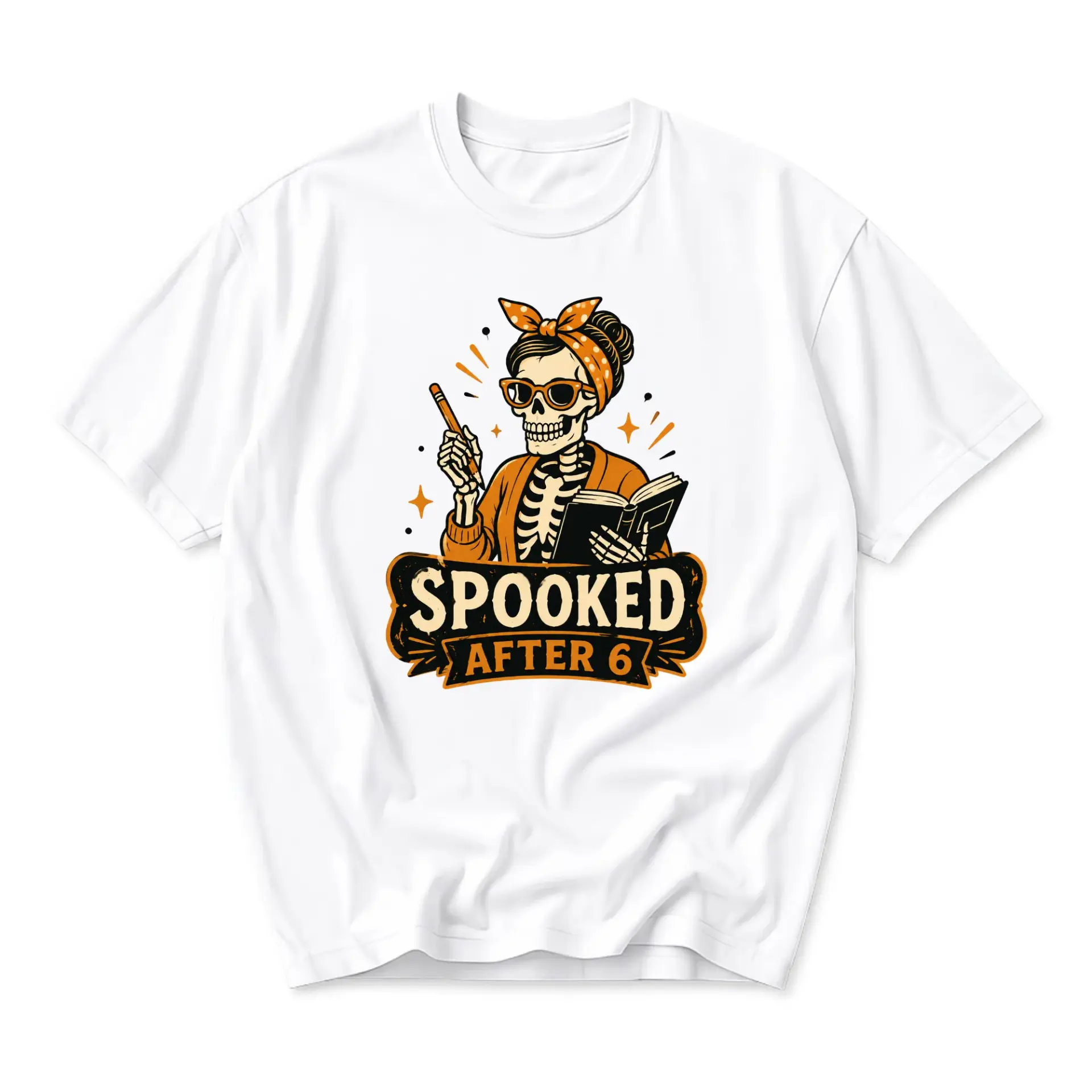 Funny Shirt Spooked After 6 Skeleton Graphic Tee Unisex Cotton Crew Neck Casual Top for Everyday Wear and Style