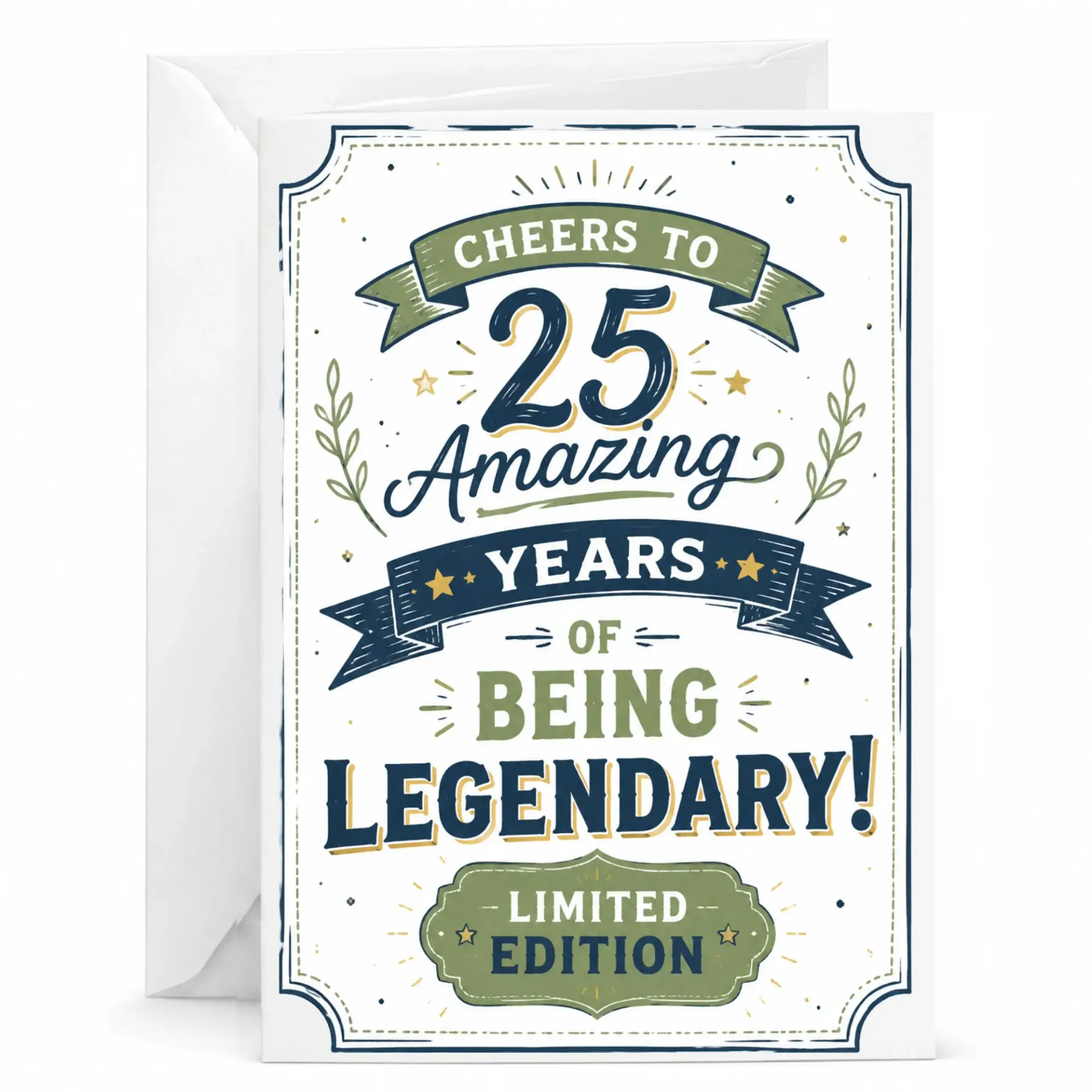 Birthday Card for 25th Anniversary Celebration, Funny 25 Years of Being Legendary Milestone Greeting Card