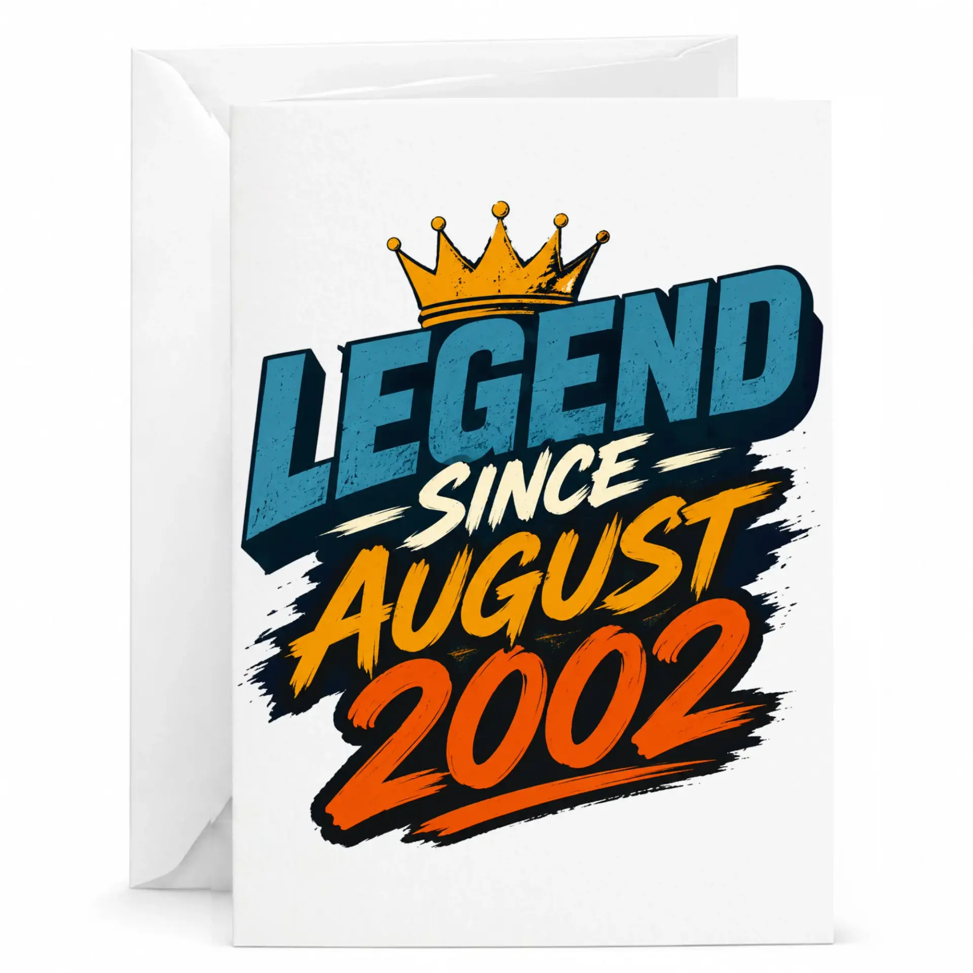 Birthday Card Legend Since August 2002 Retro Crown Design Greeting Card for Milestone Celebration and Anniversary