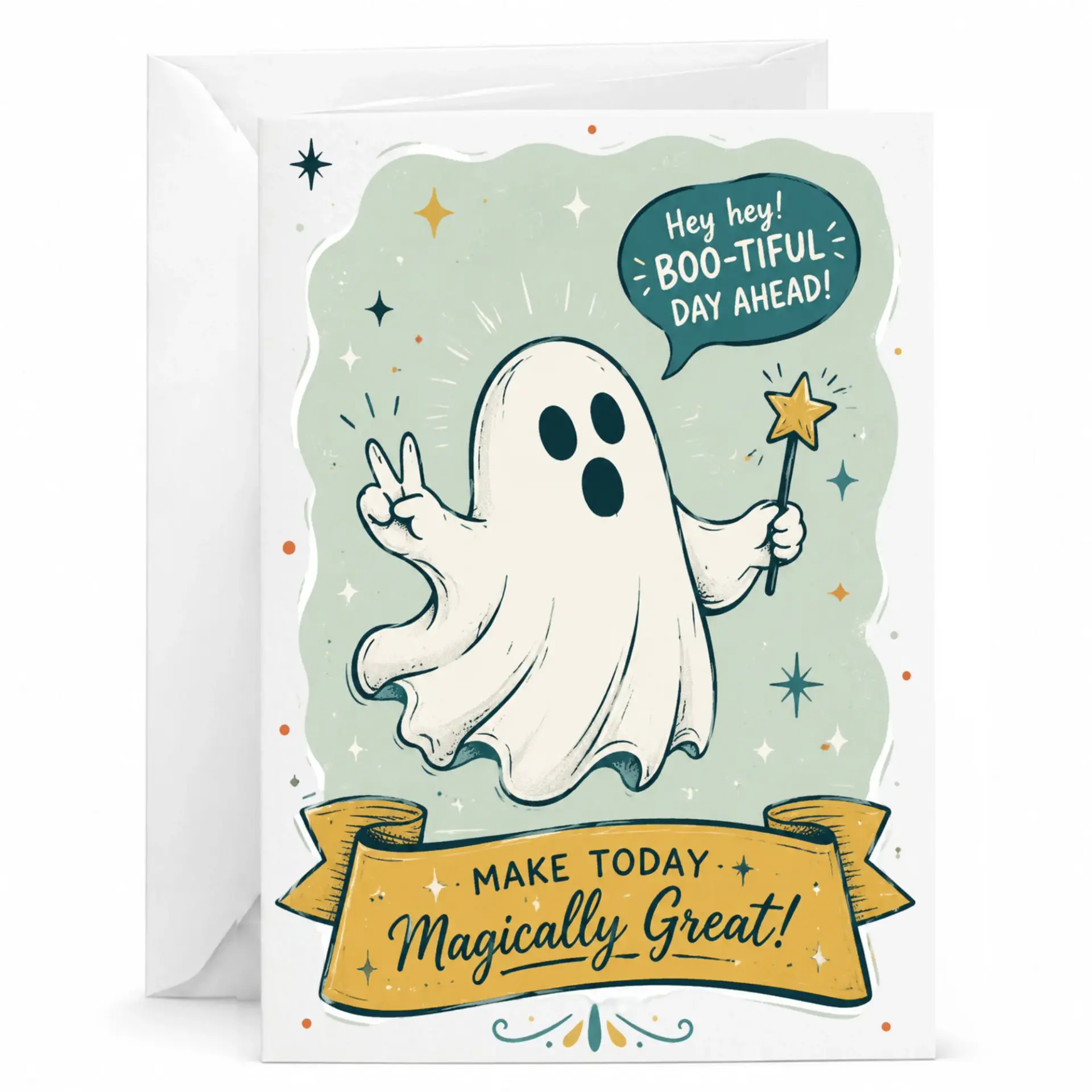 Funny Greeting Card with Envelope Cute Spooky Encouragement Note for Birthday or Just Because 5x7 Inch Folded