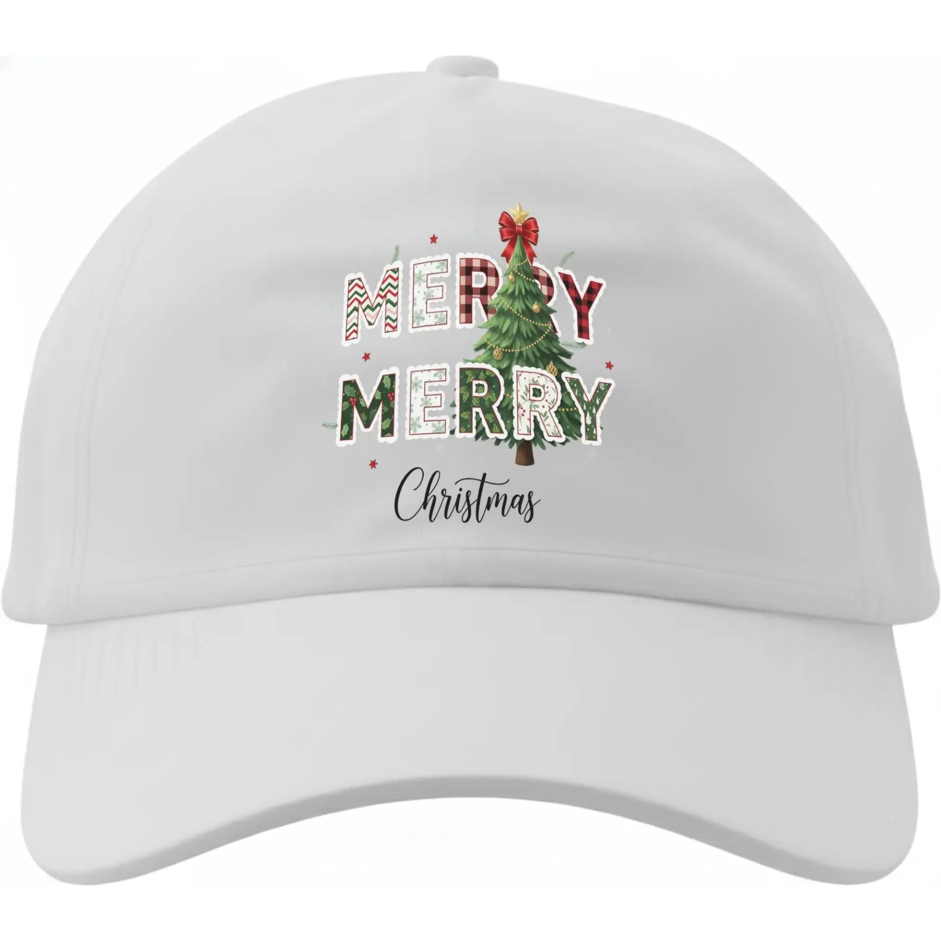 Baseball Cap Merry Christmas Tree Graphic Hat Holiday Season Cotton Blend Adjustable Dad Hat for Men and Women