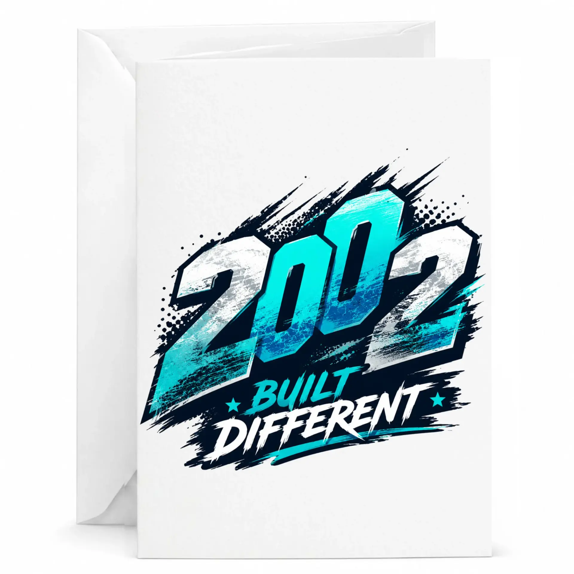 Birthday Card 2002 Built Different Graphic Design Greeting Card for Milestone Celebration Anniversary Gift for Men and Women