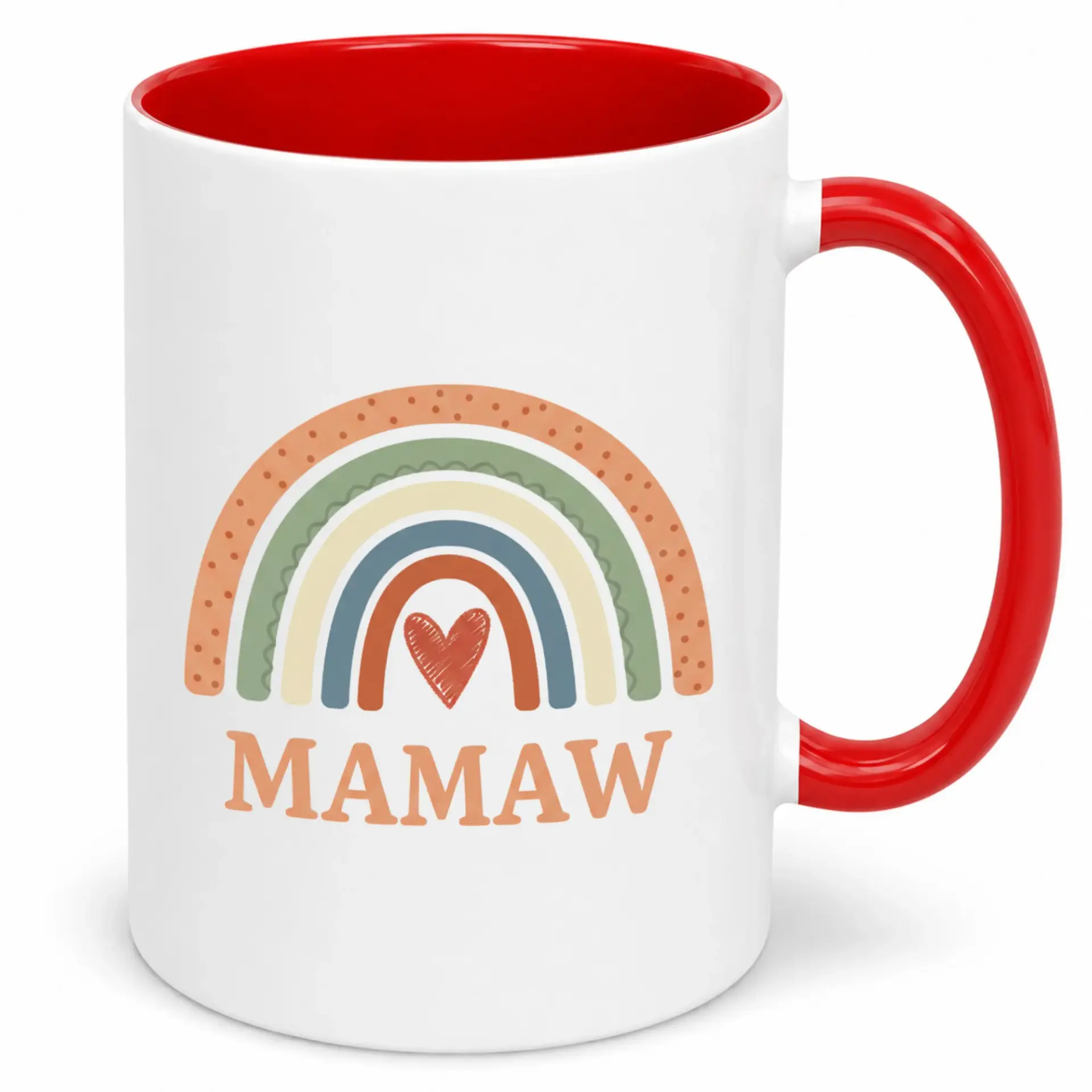 Mamaw Rainbow Heart Ceramic Coffee Mug – Grandparent Gift for Grandmother Grandma Nana