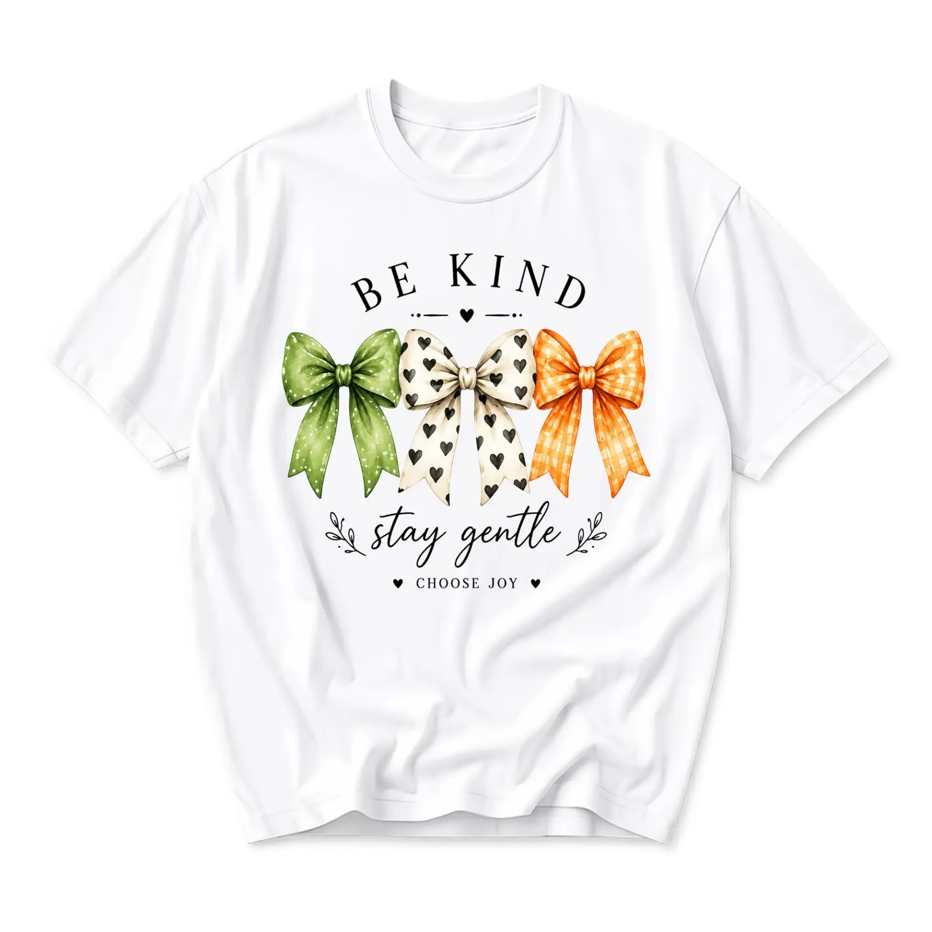 Graphic Tee Be Kind Stay Gentle Choose Joy Ribbon Illustration Unisex Cotton Crew Neck Casual Short Sleeve Shirt