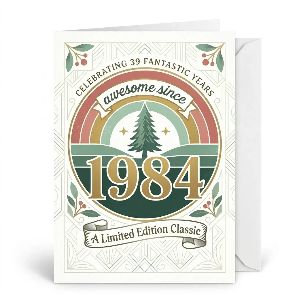 Birthday Greeting Card Celebrating 39 Fantastic Years Awesome Since 1984 Limited Edition Classic Vintage Style Note Card