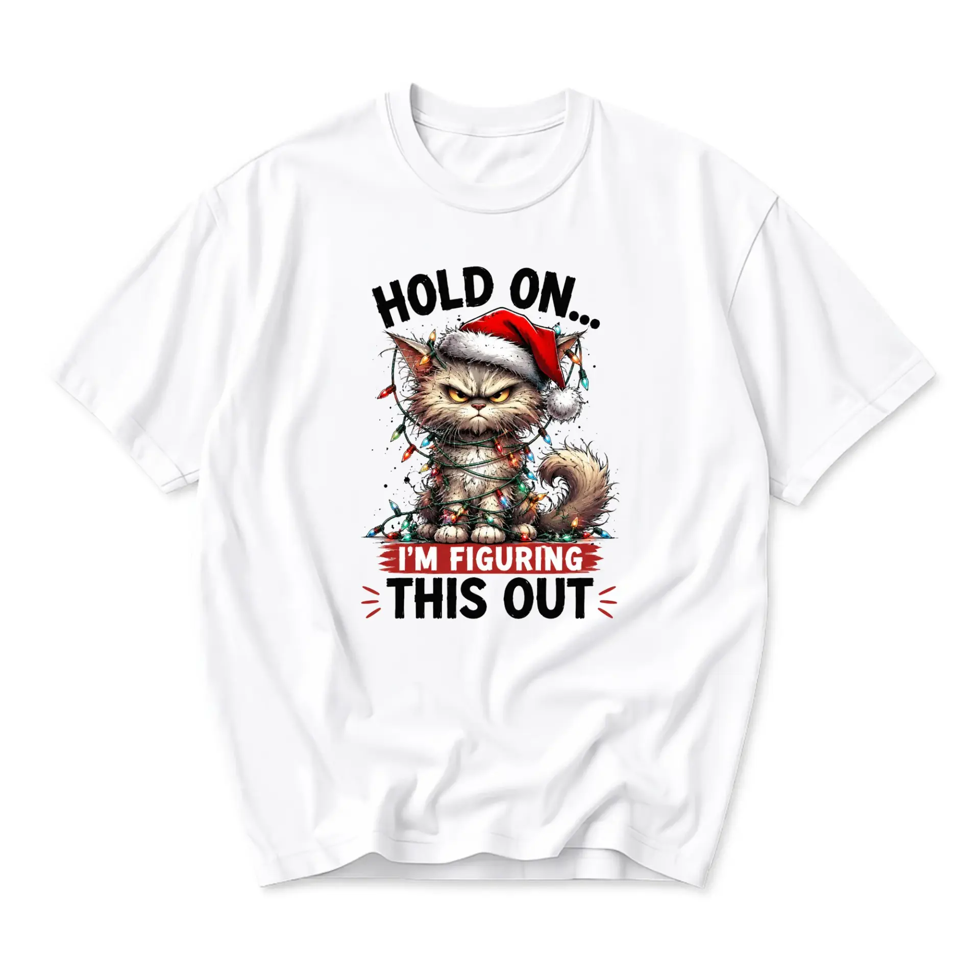 Funny Shirt Hold on I Am Figuring This Out Christmas Holiday Graphic Tee Unisex Casual Crew Neck Top