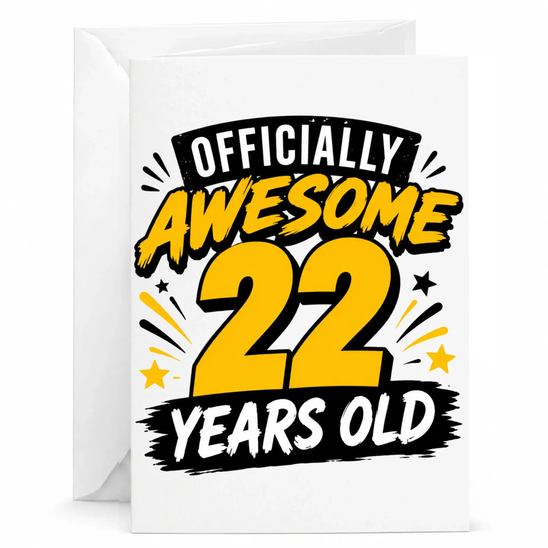 Birthday Card Officially Awesome 22 Years Old Funny Typography Greeting Card for Twenty Second Birthday Celebration