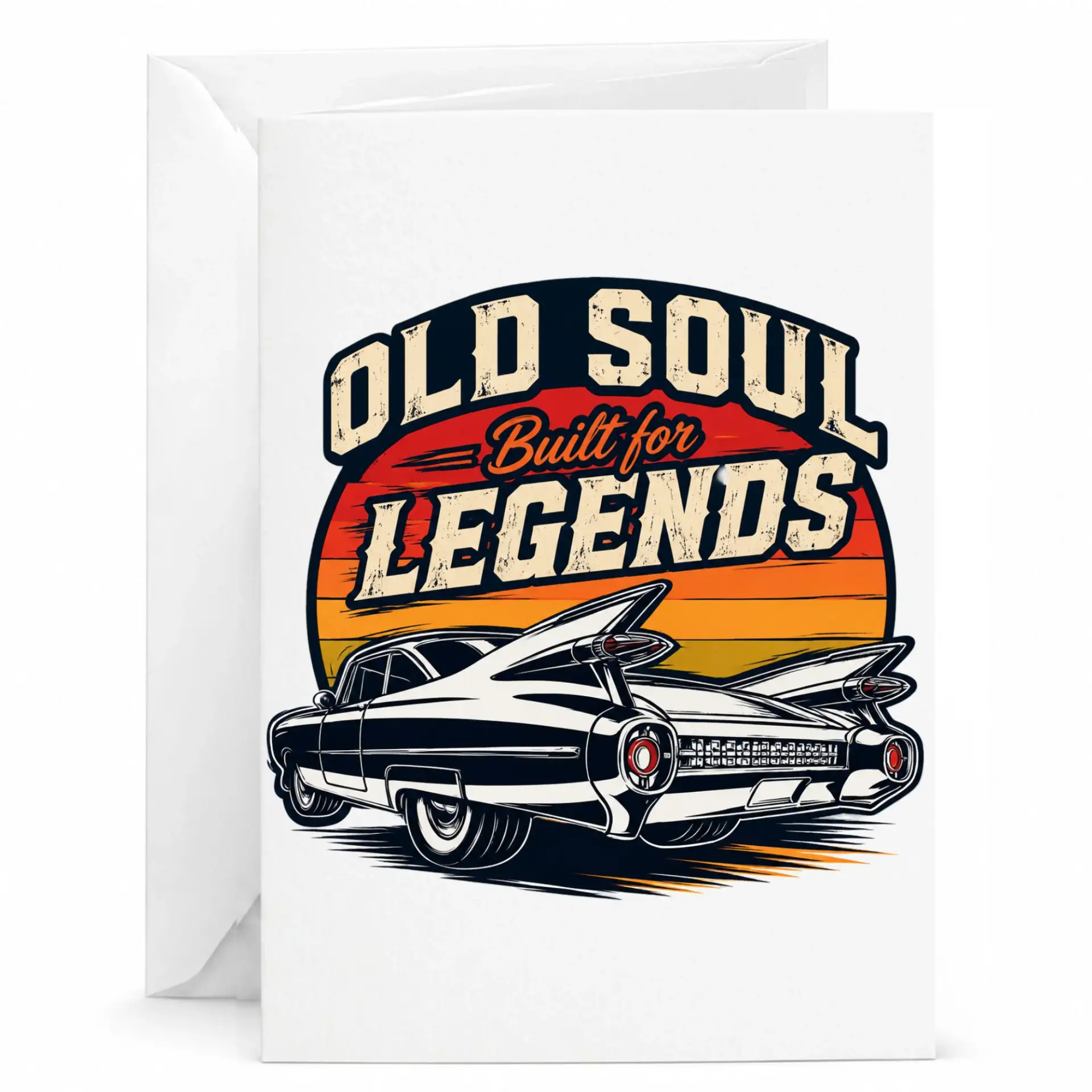 Vintage Car Birthday Card Old Soul Built for Legends Retro Automobile Greeting Card for Car Enthusiasts