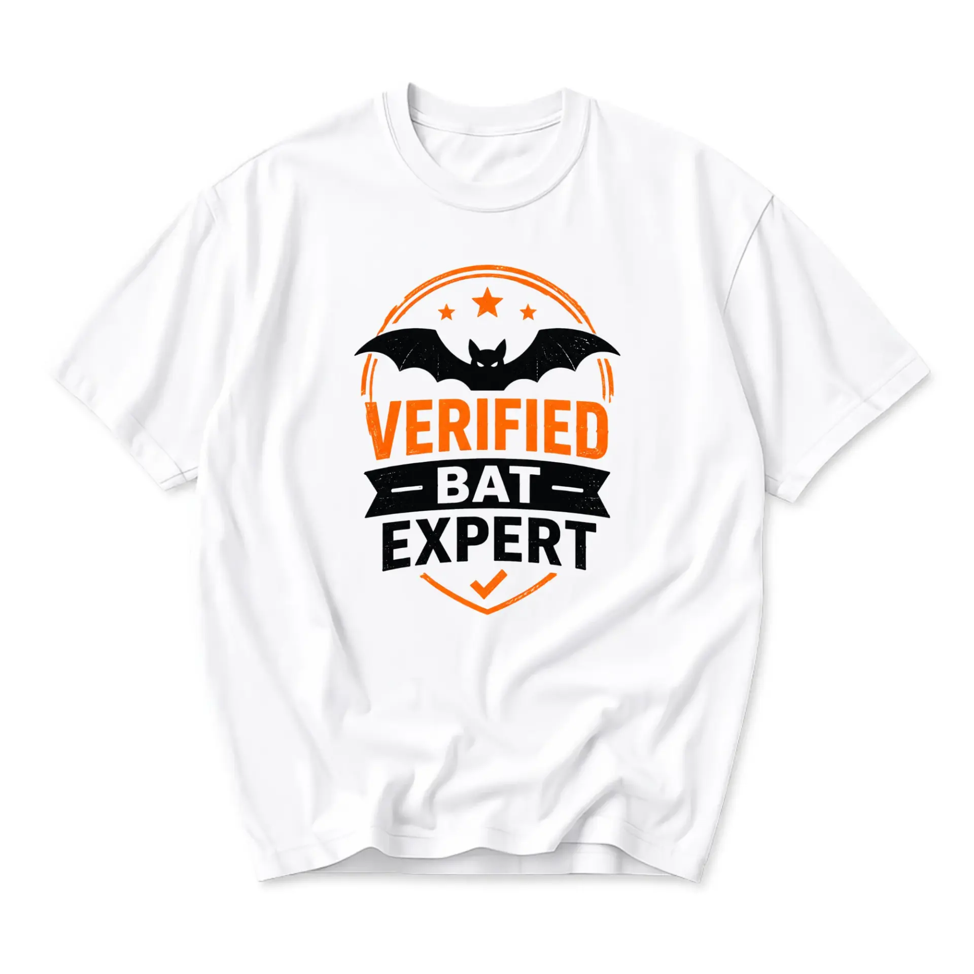 Funny Shirt Verified Bat Expert Graphic Tee Unisex Crew Neck Apparel for Casual Wear and Seasonal Enthusiasts White
