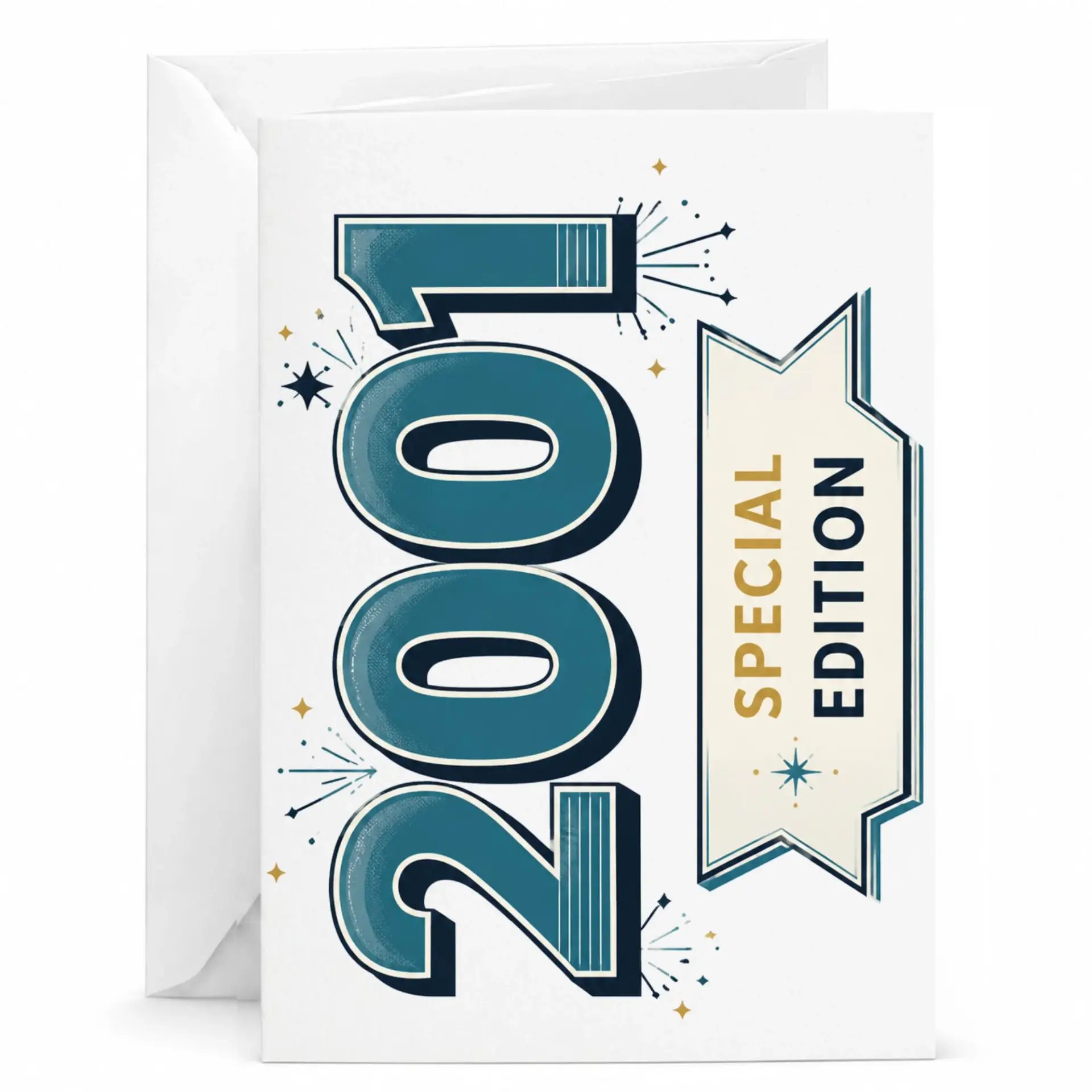 Birthday Greeting Card 2001 Special Edition Vintage Style Milestone Year Card for Friends and Family Members
