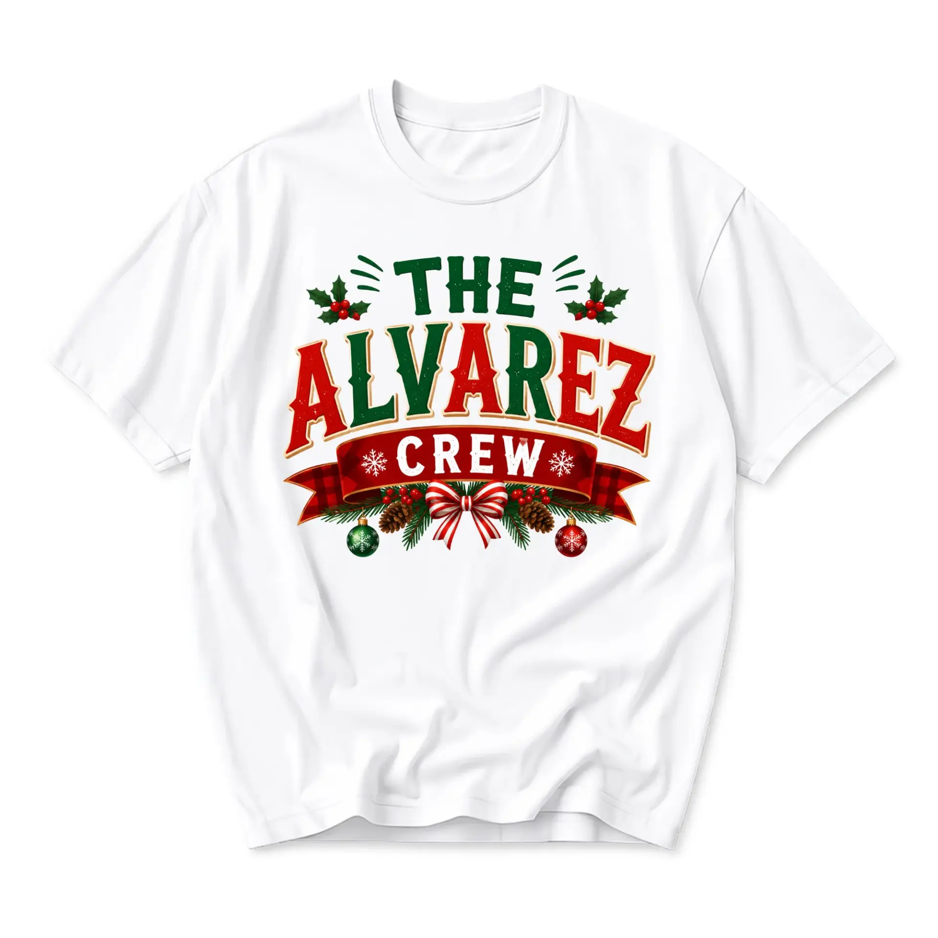 T-shirt the Alvarez Crew Christmas Graphic Tee Holiday Season Matching Family Festive Unisex Short Sleeve Casual Top