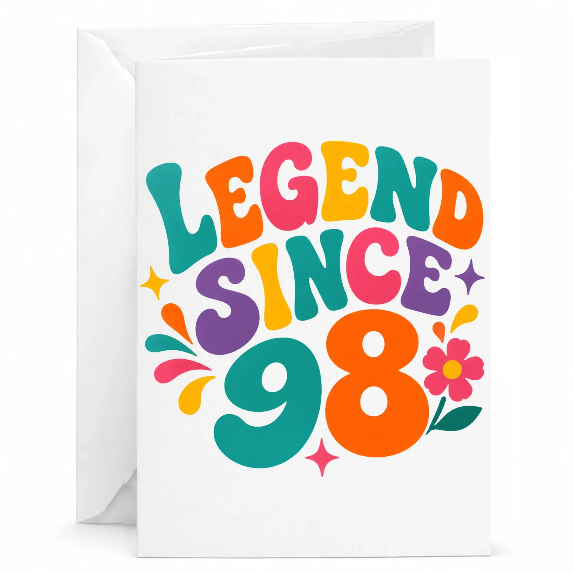 Birthday Card Legend Since 98 Retro Aesthetic Greeting Card for Milestone Year Anniversary Celebration Keepsake