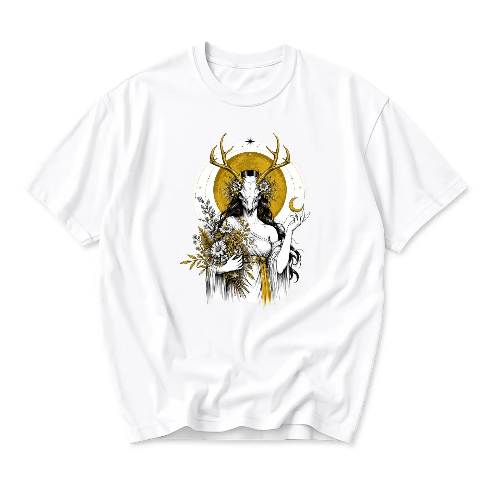 Graphic Tee Celestial Deer Spirit Illustration Unisex Crew Neck Soft Cotton Casual Everyday Top Apparel