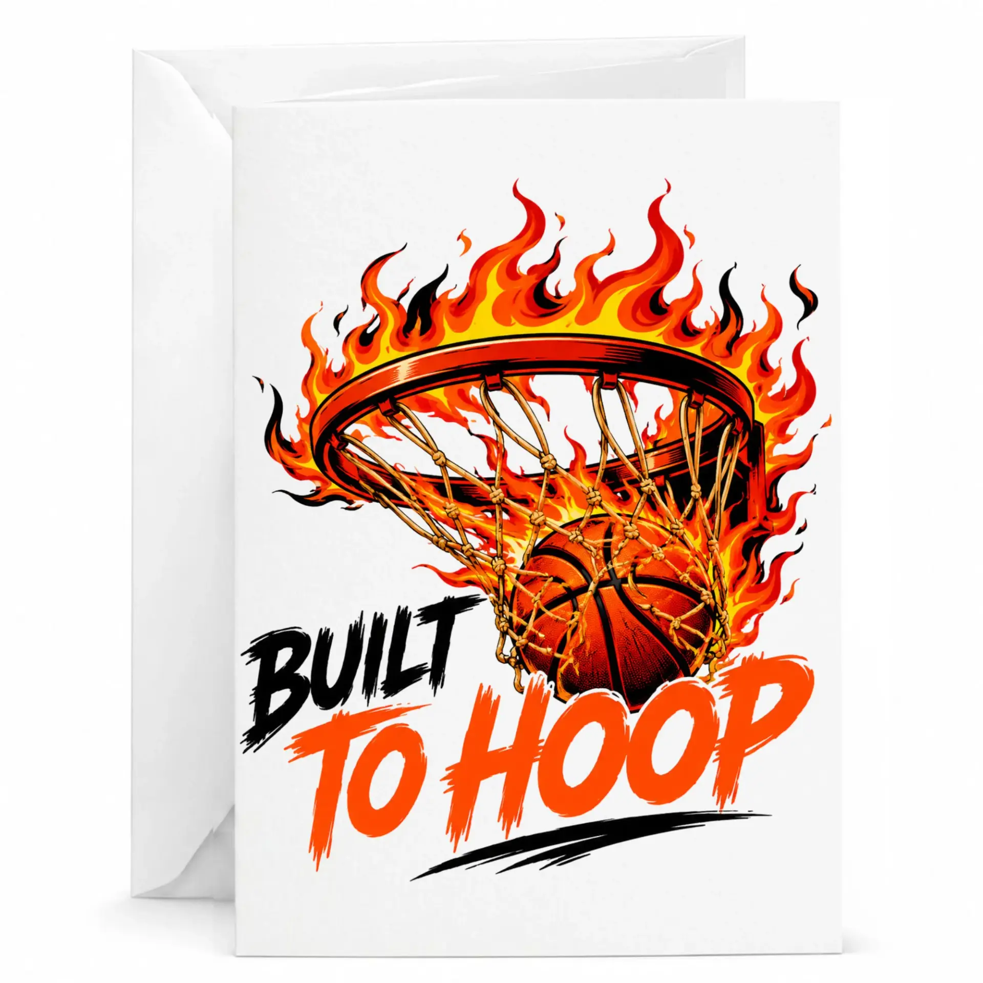 Greeting Card Built to Hoop Basketball Fan Stationery Note Card for Sports Enthusiasts with Matching White Envelope