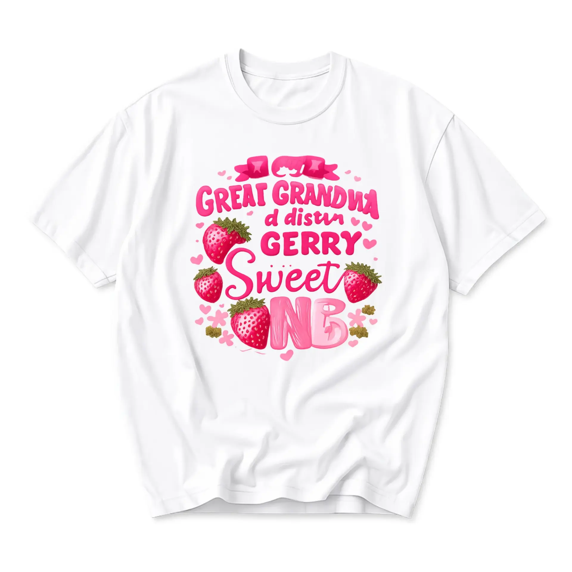 Graphic Tee Great Grandma Sweet One Strawberry Print Unisex Casual Crew