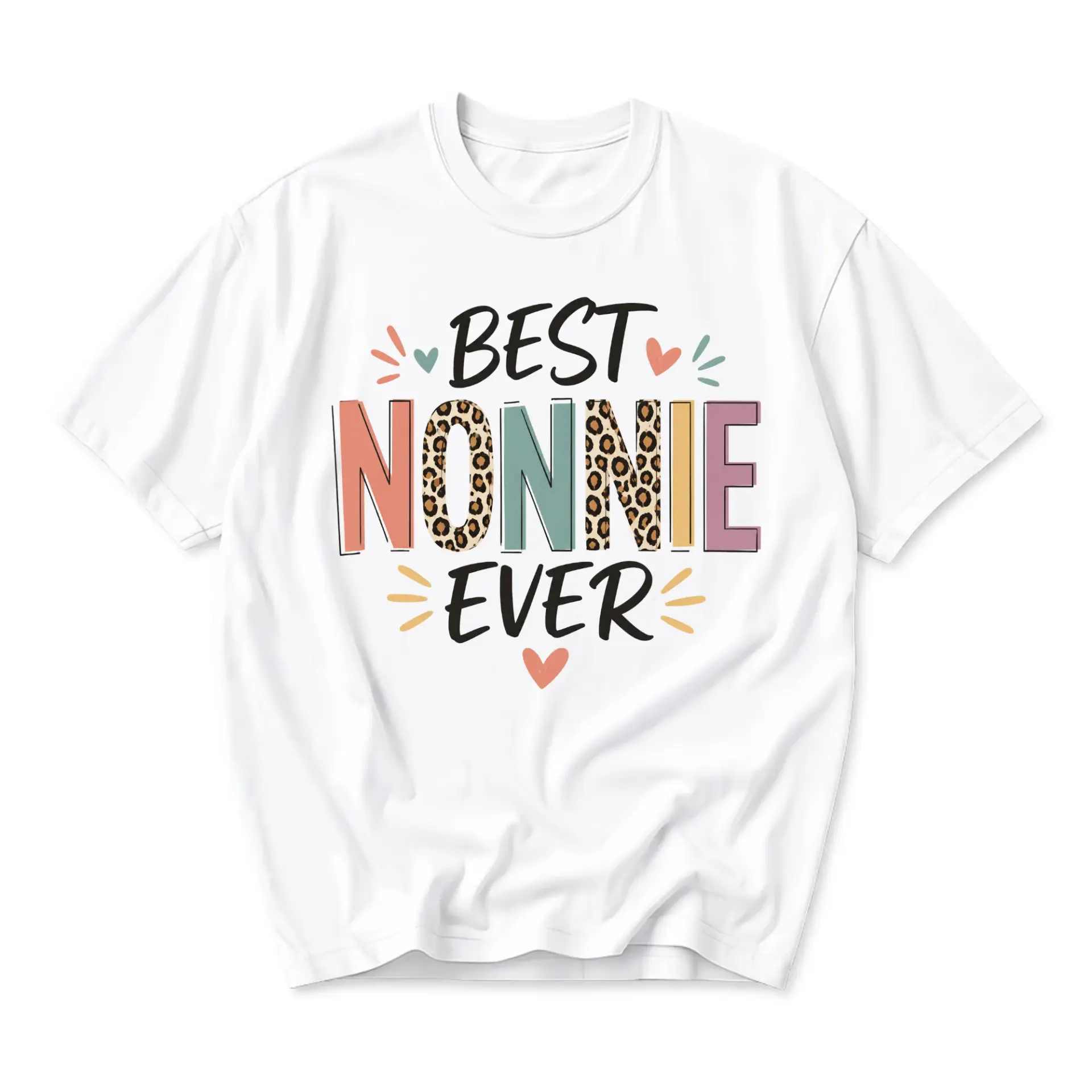 Funny Shirt Best Nonnie Ever Graphic Tee Trendy Gift for Grandmother Casual Cotton Blend Unisex Crew Neck Top