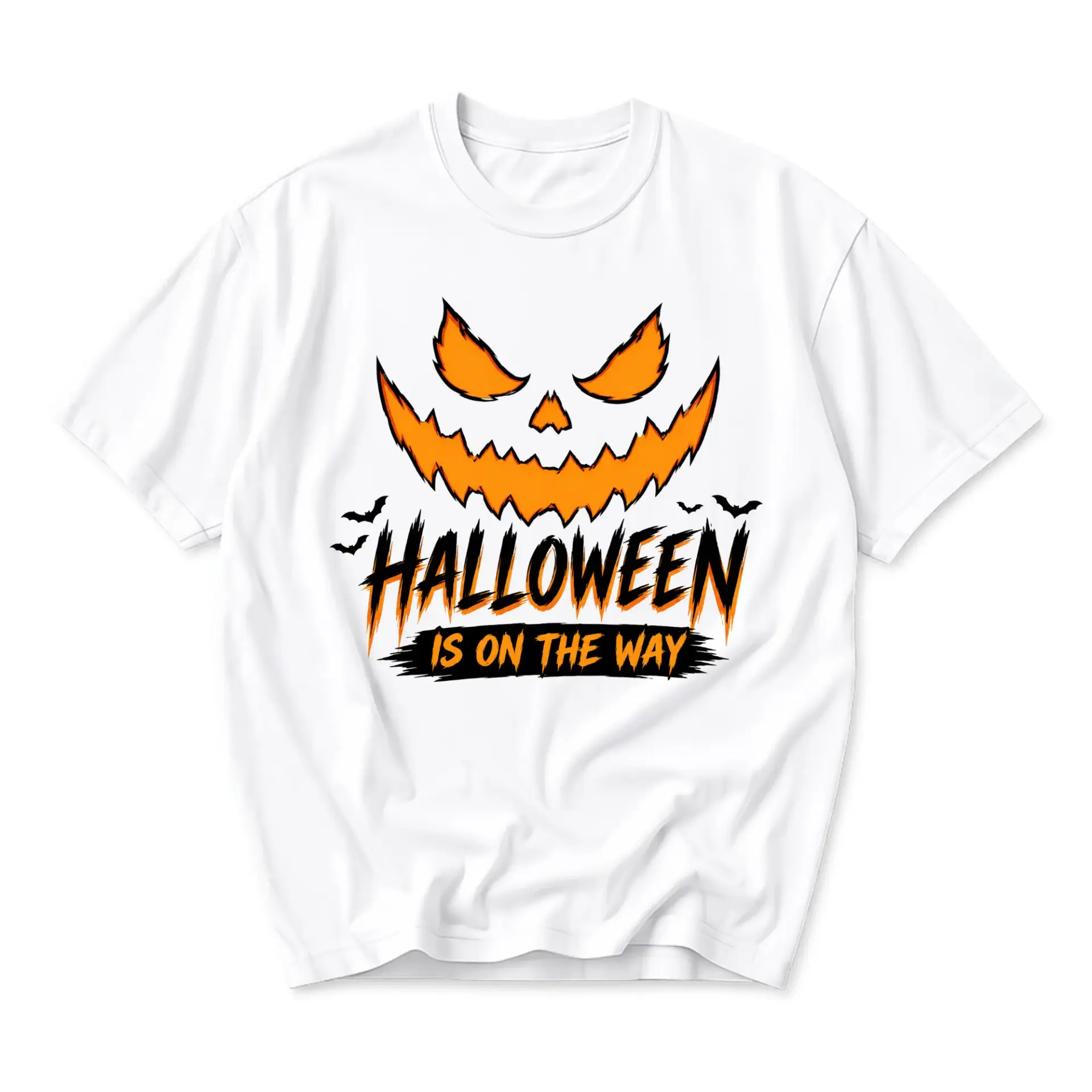 Graphic Tee Halloween Is on the Way Unisex Crew Neck Cotton Shirt Seasonal Spooky Holiday Casual Everyday Wear Top