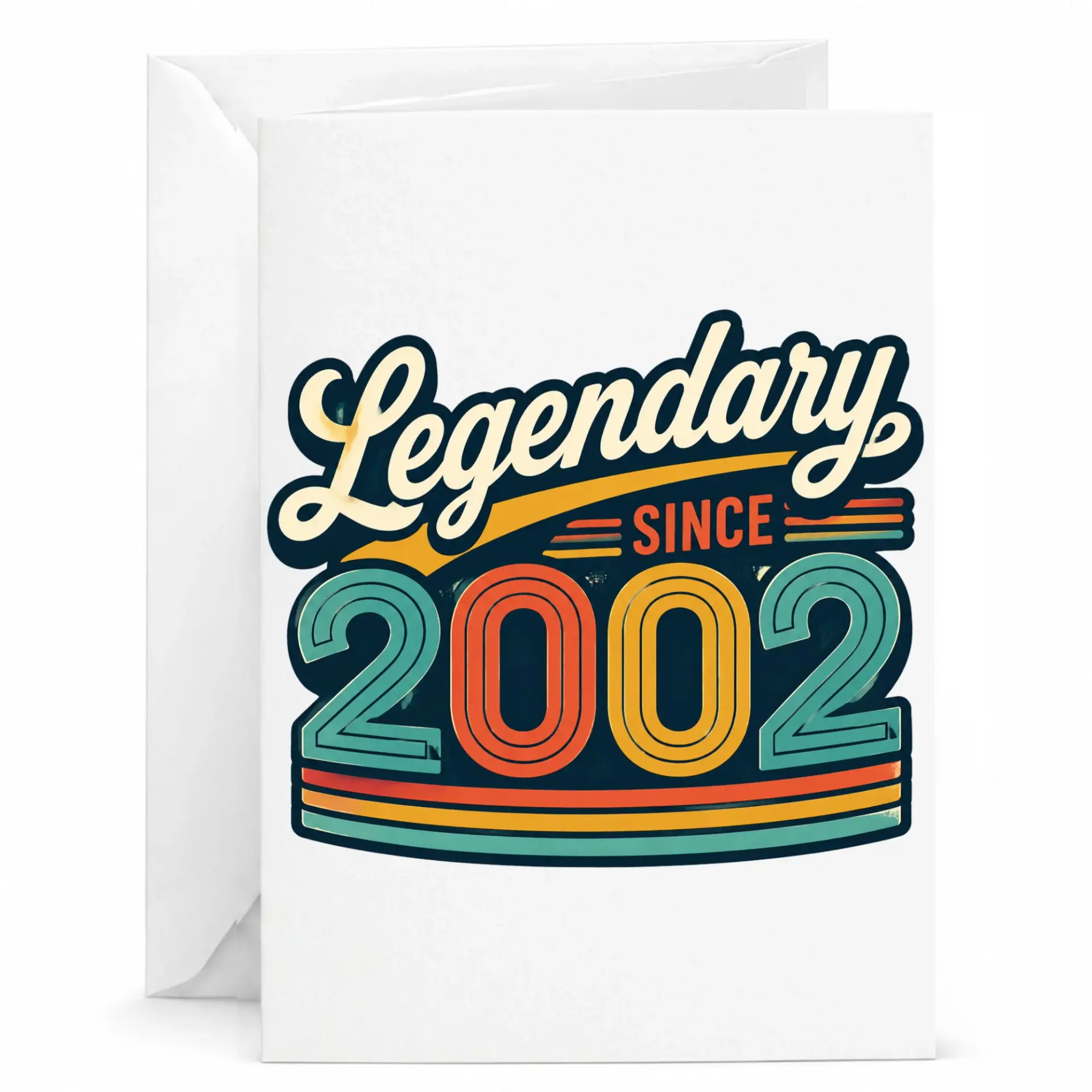 Birthday Card Legendary Since 2002 Retro Style Greeting Card for Milestone Celebration with Matching White Envelope