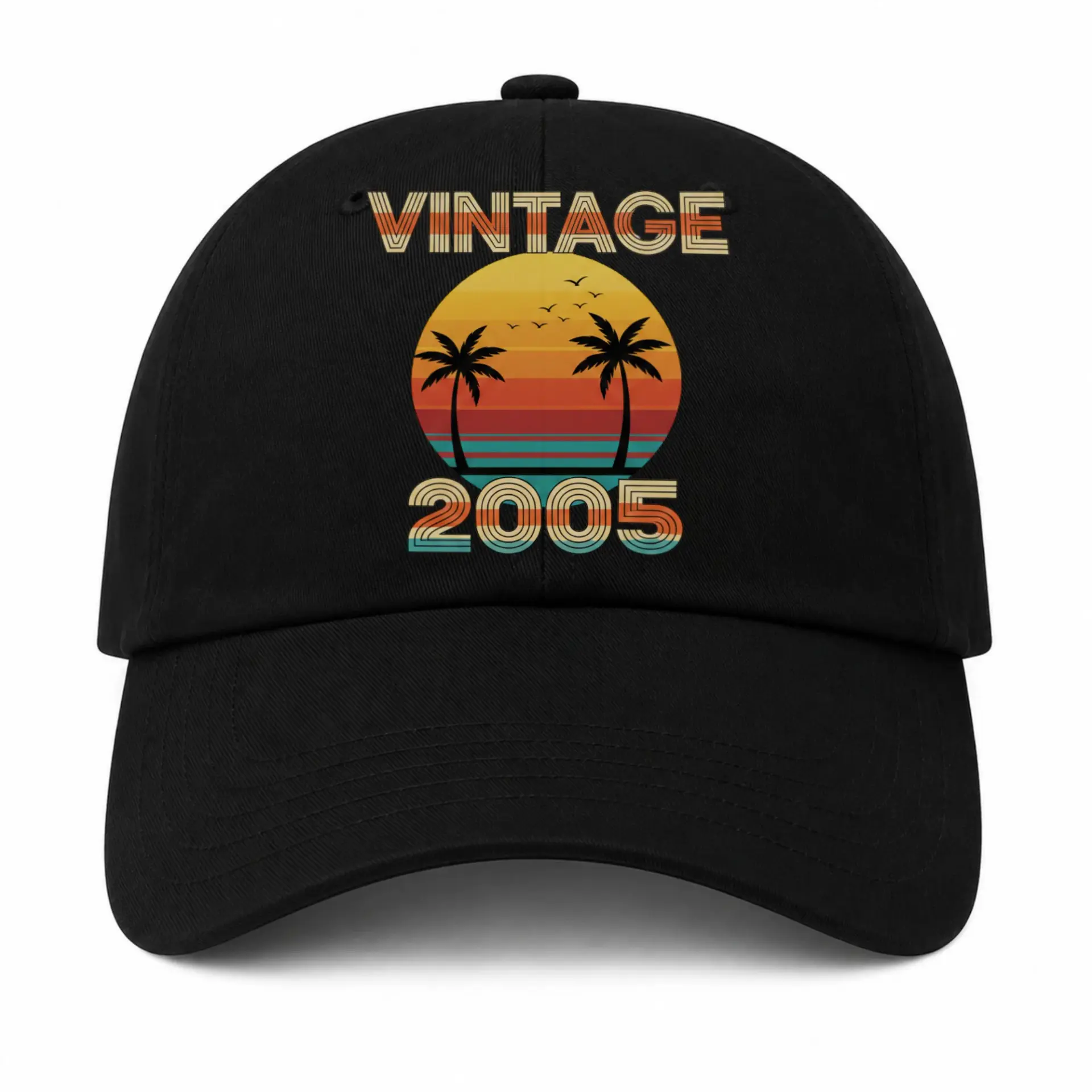 Baseball Cap Tropical Sunset Retro Graphic Print Vintage Style Hat
