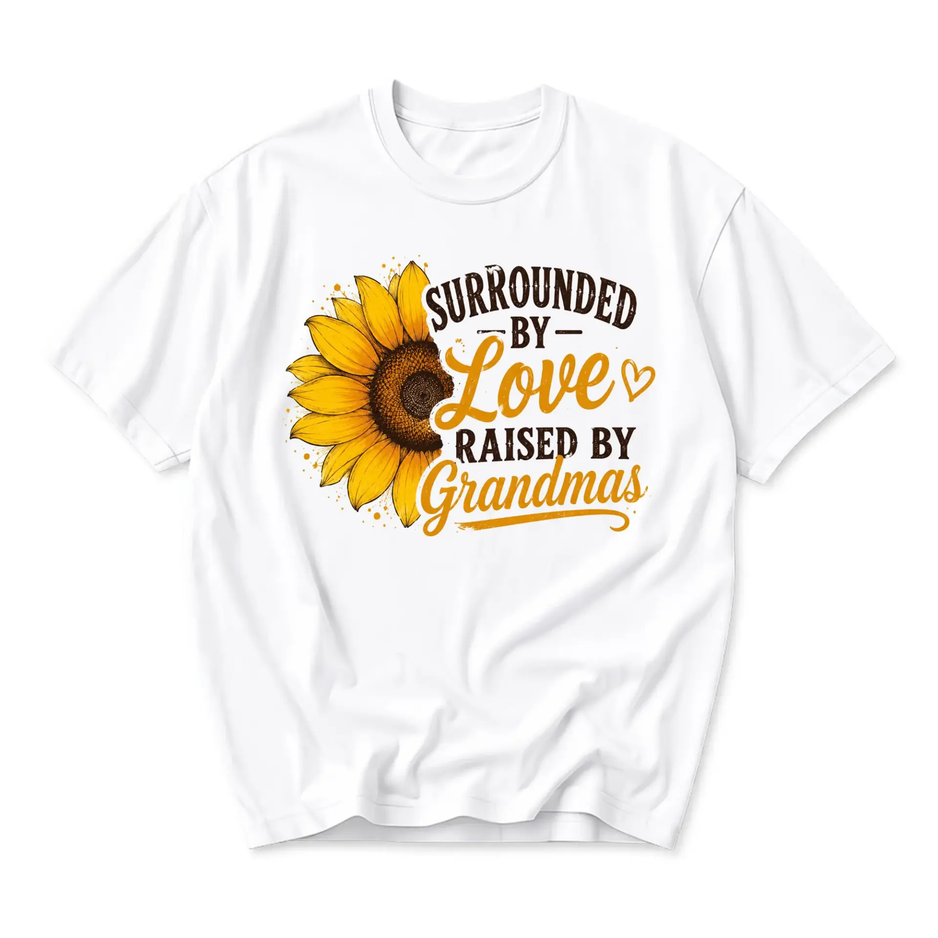 Graphic Tee Surrounded by Love Raised by Grandmas Sunflower Design Unisex
