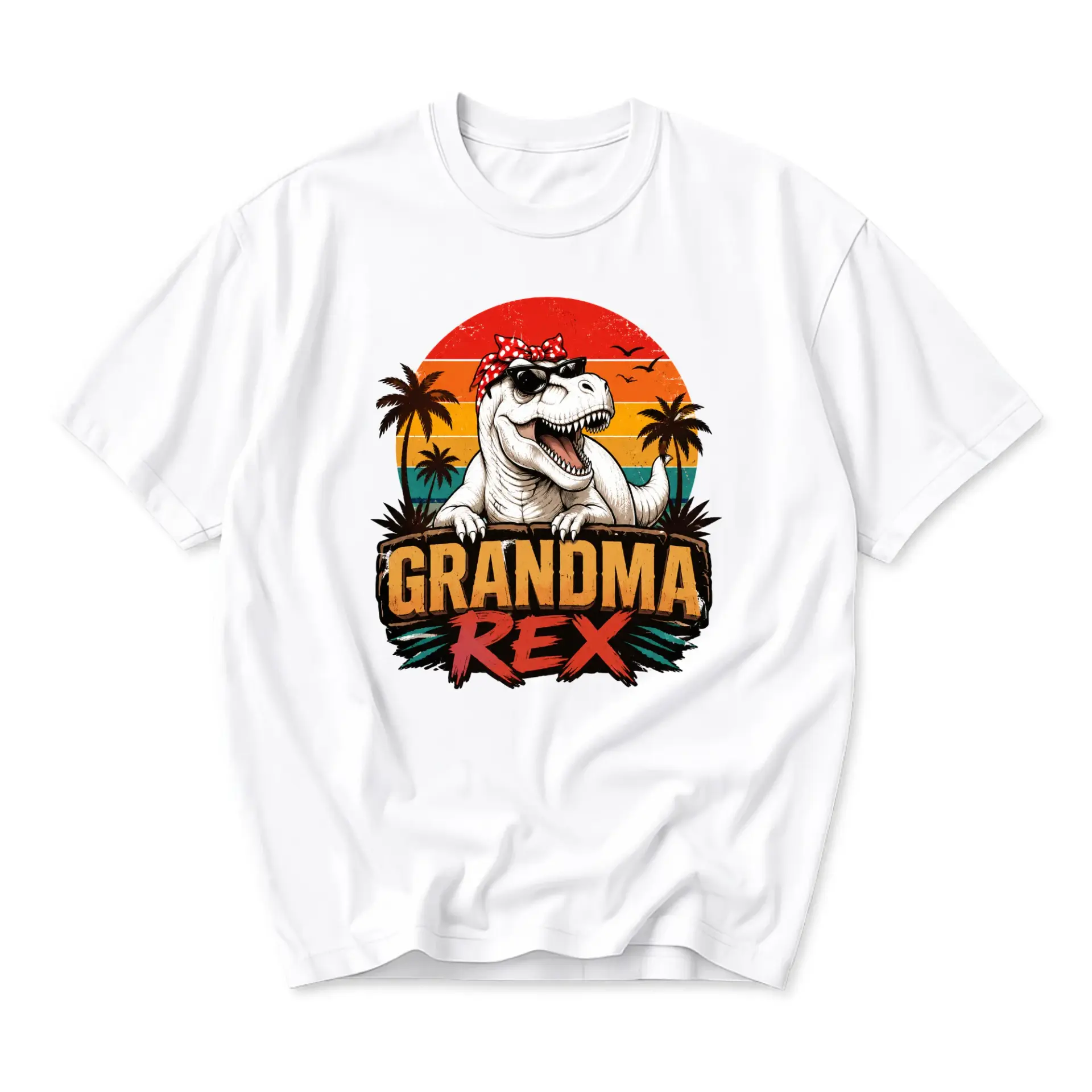 Graphic Tee Grandma Rex Retro Style Funny Dinosaur Shirt Casual Summer Apparel for Women Men Unisex Cotton Blend Top