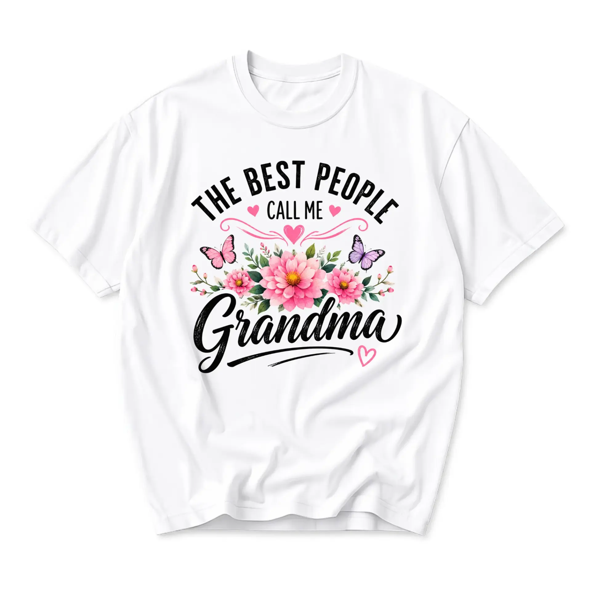 Graphic Tee the Best People Call Me Grandma Floral Butterfly Print Unisex