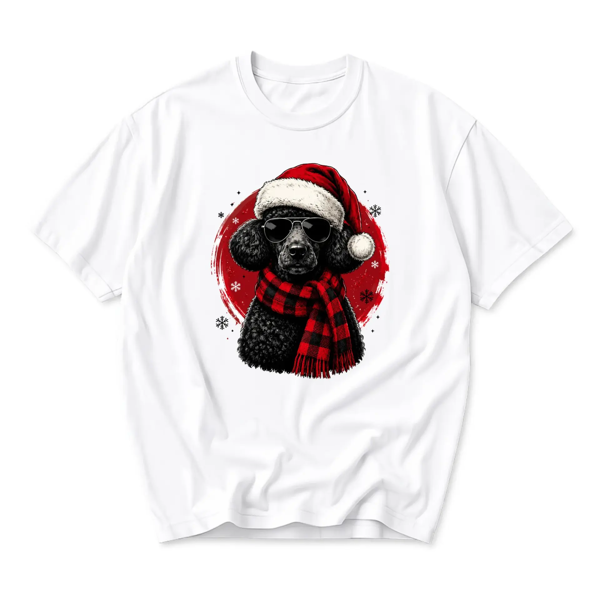 Funny Shirt Christmas Poodle Graphic Tee Holiday Dog Lover Apparel Festive