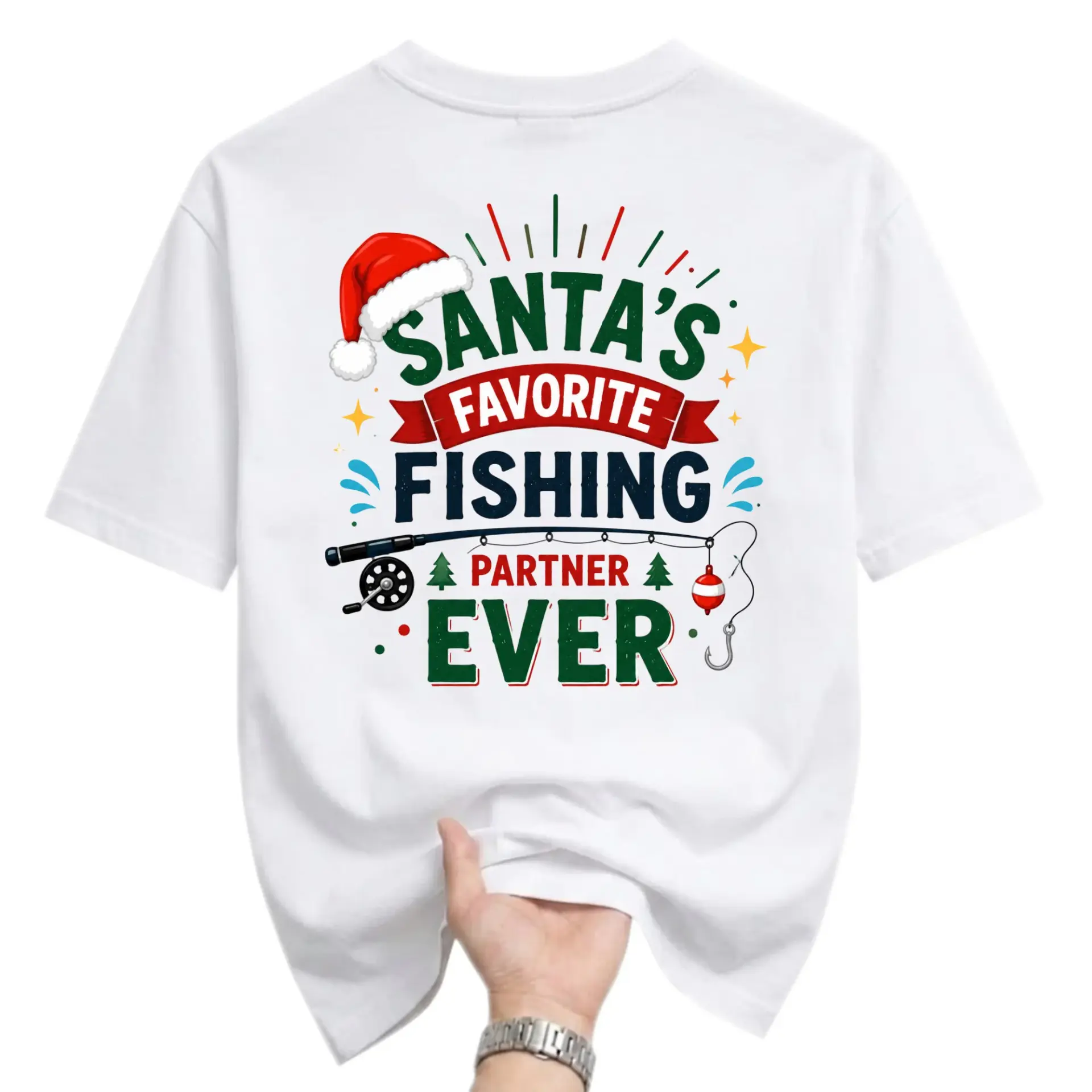 Funny Shirt Santa's Favorite Fishing Partner Ever Holiday Graphic Tee