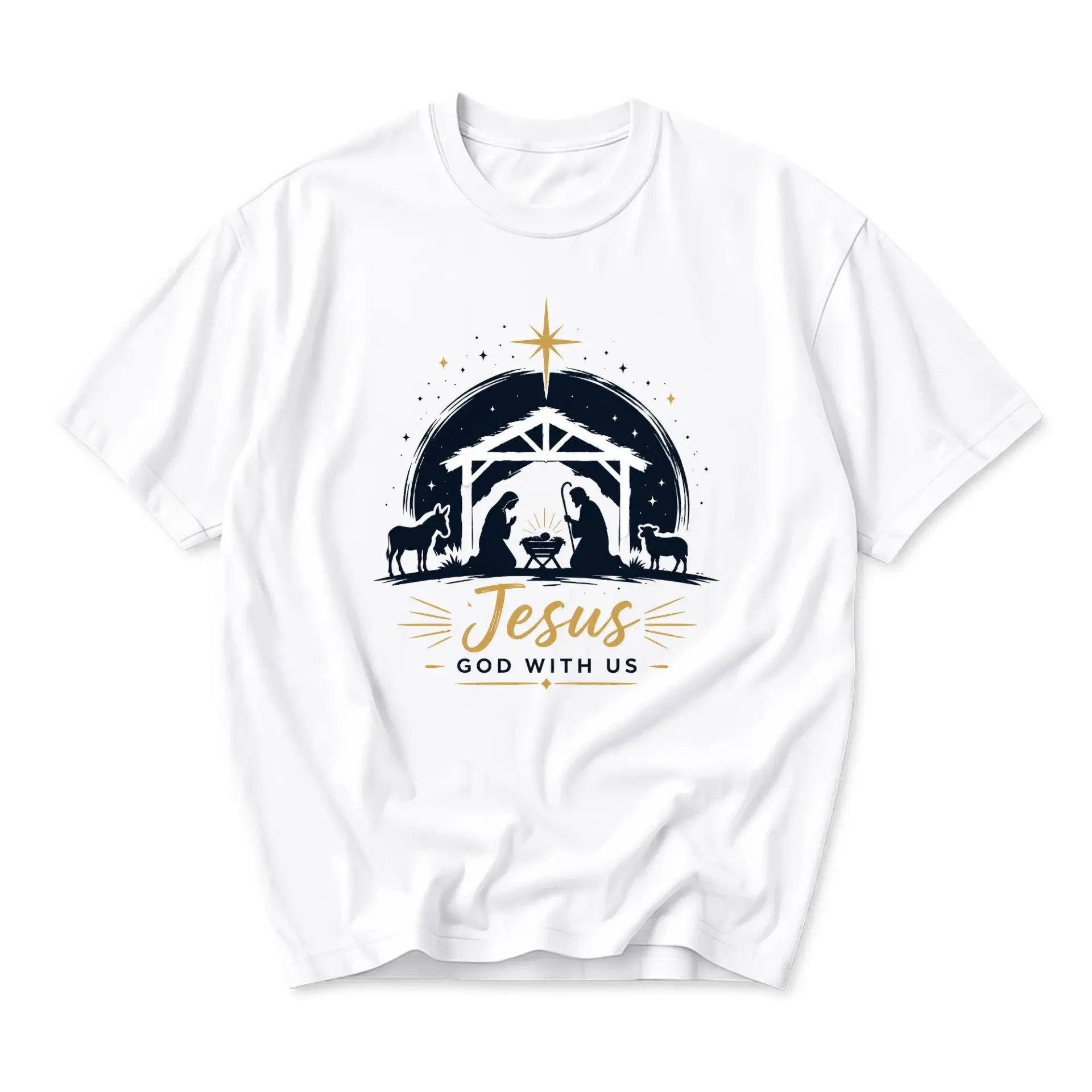 Graphic Tee Jesus God Nativity Scene Print Unisex Short Sleeve Crew Neck