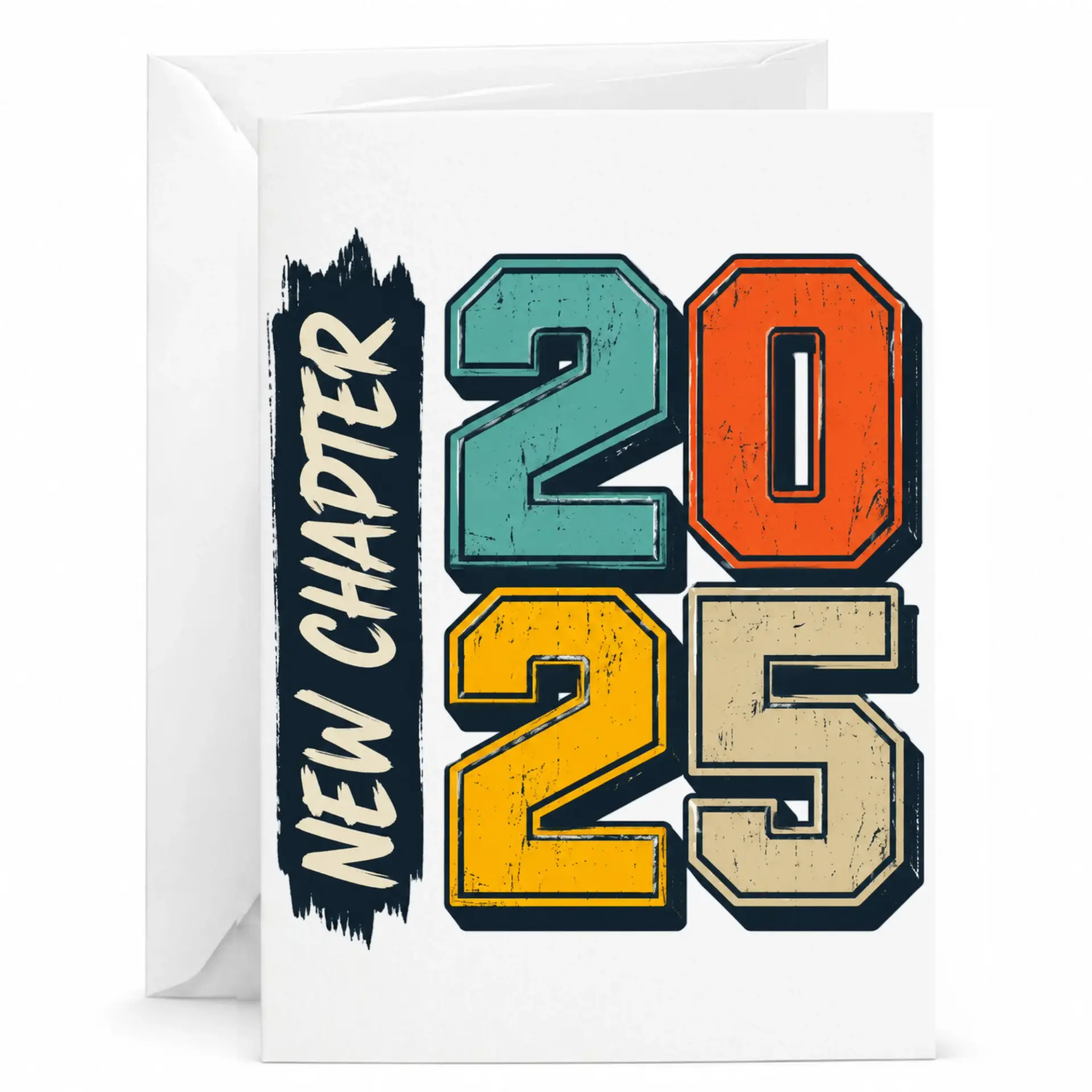 New Chapter 2025 Greeting Card for New Year Celebration and Milestone Accomplishments, 5x7 Folded Stationery