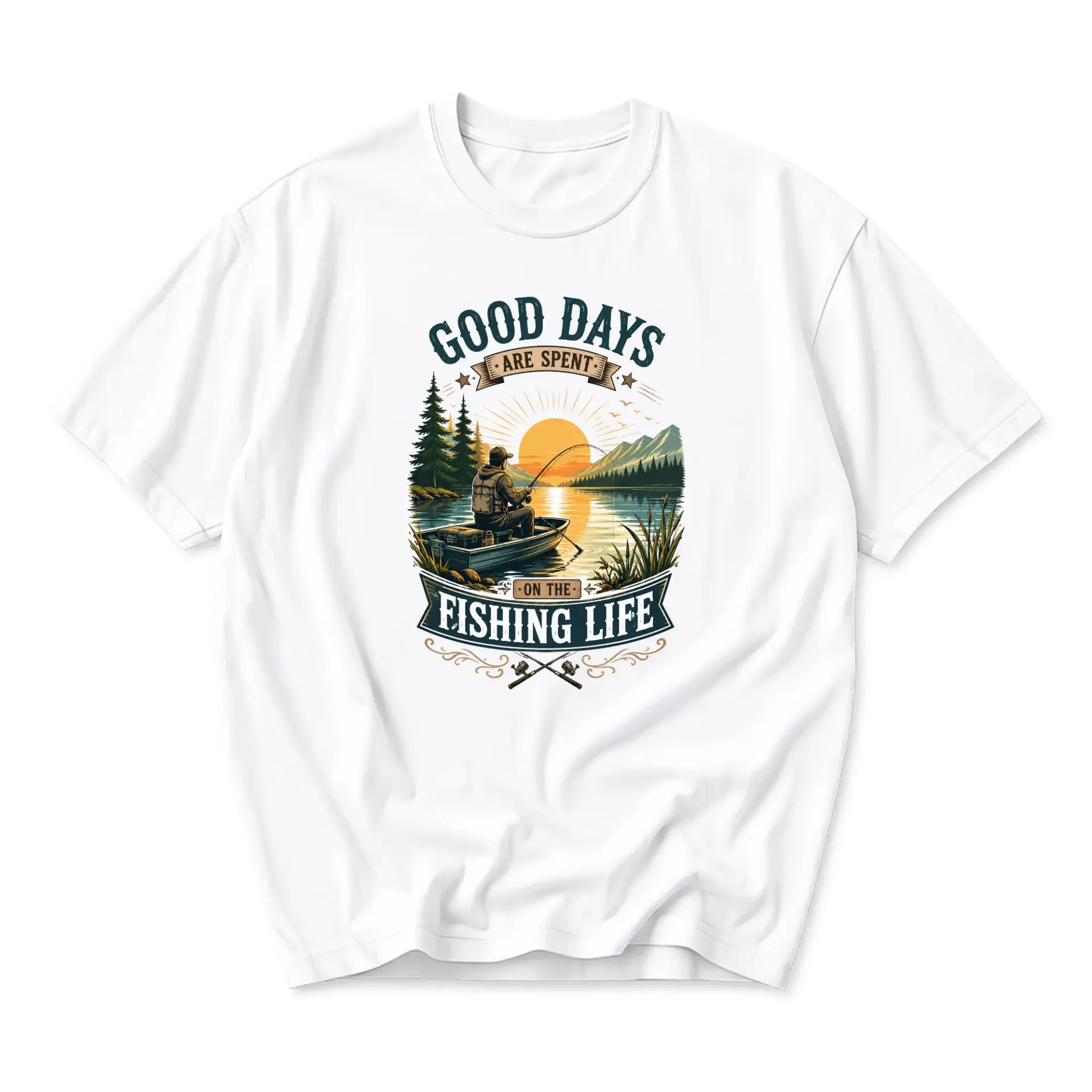 Graphic Tee Unisex Fishing Shirt Good Days Are Spent on the Outdoor Enthusiast Crew Neck T-Shirt