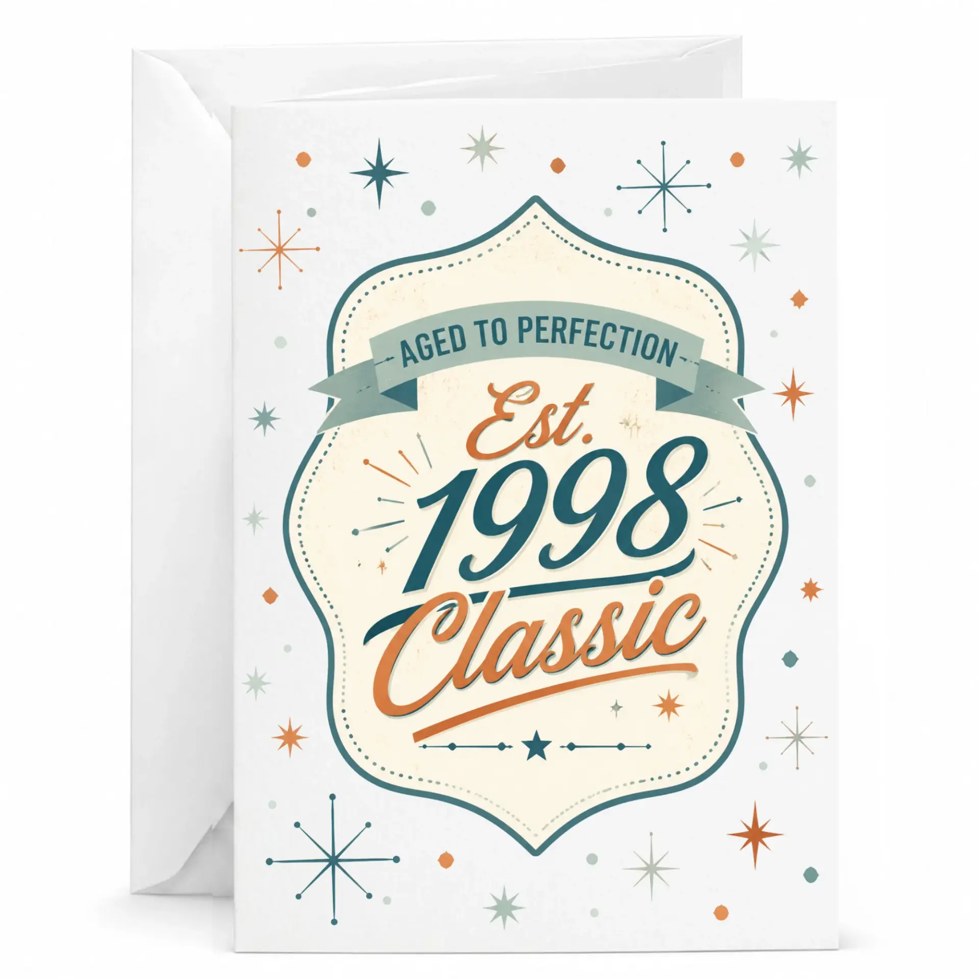 Birthday Card Aged to Perfection Established 1998 Classic Design Vintage Style Greeting Card for Milestone Celebrations