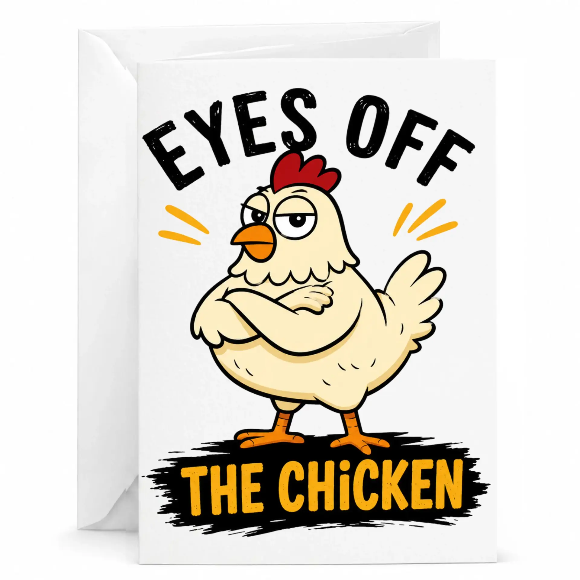 Funny Chicken Greeting Card Eyes Off the Sarcastic Farm Animal Pun for Friends and Family