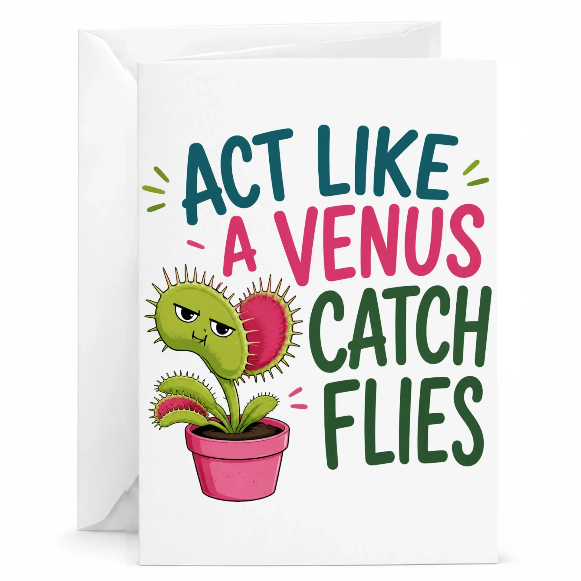 Funny Flytrap Greeting Card Plant Pun Note
