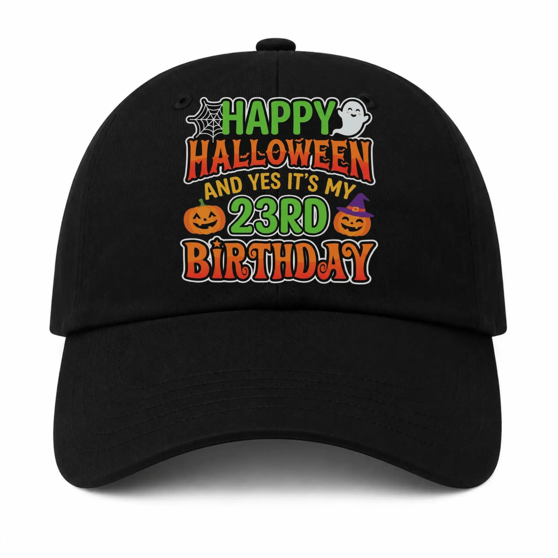 Baseball Cap Happy 23rd Birthday Halloween Theme Embroidered Hat
