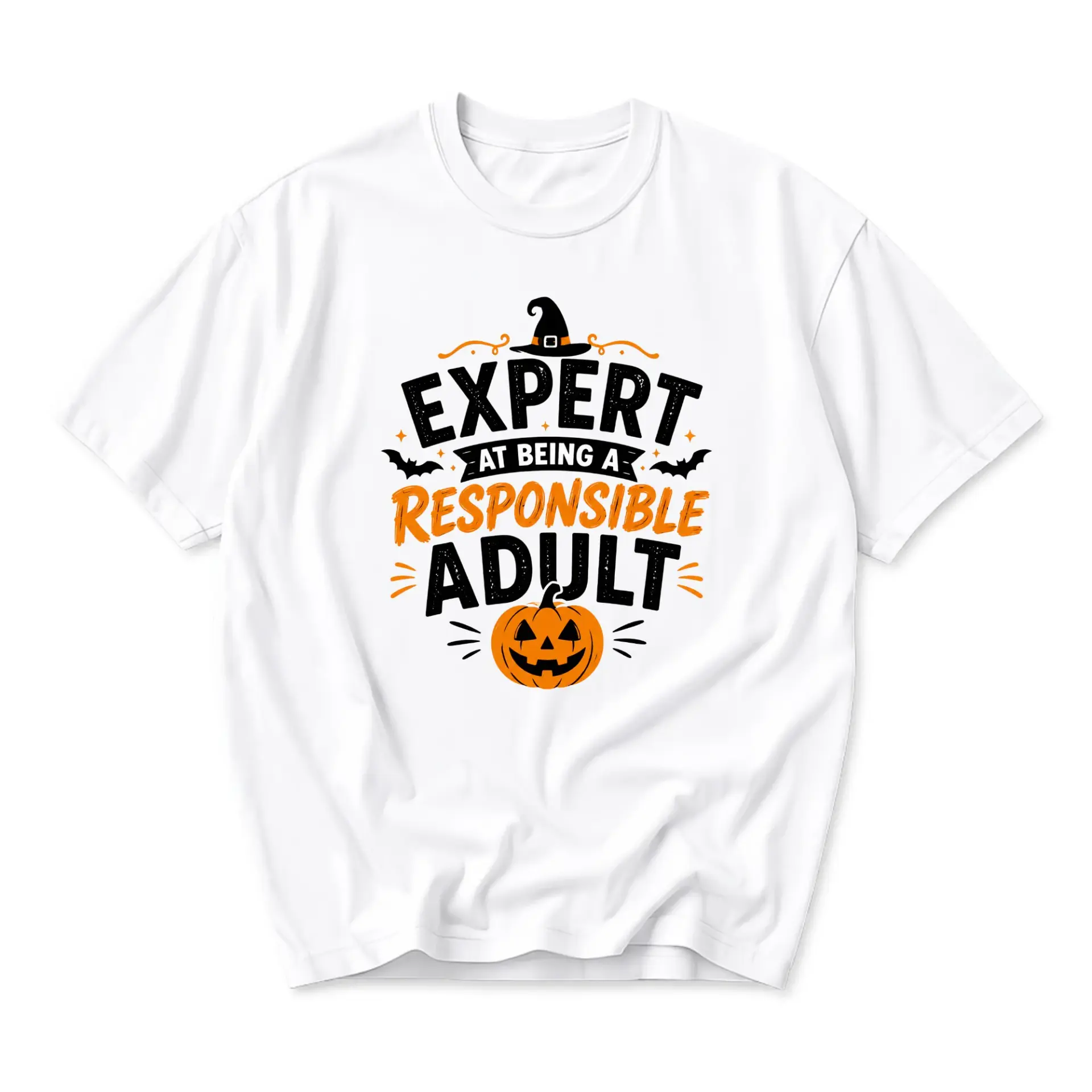 Funny Shirt Expert at Being a Responsible Adult Graphic Tee Halloween Seasonal Cotton Unisex Crew Neck Top