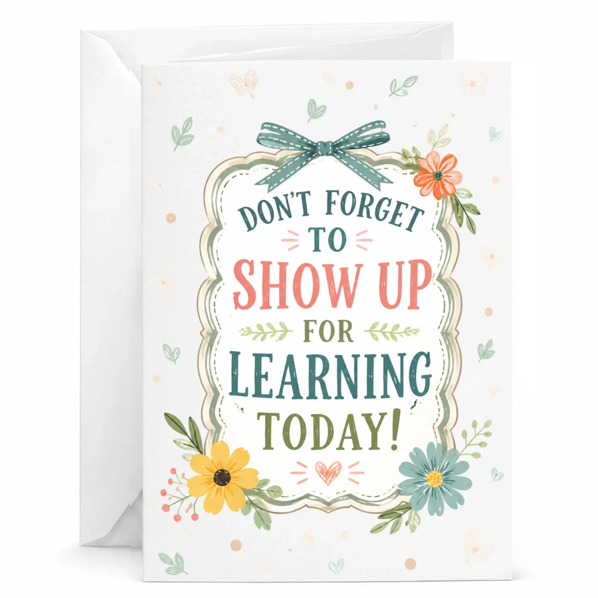 Inspirational Encouragement Greeting Card Don't Forget to Show up for Today Floral Motivational Stationery